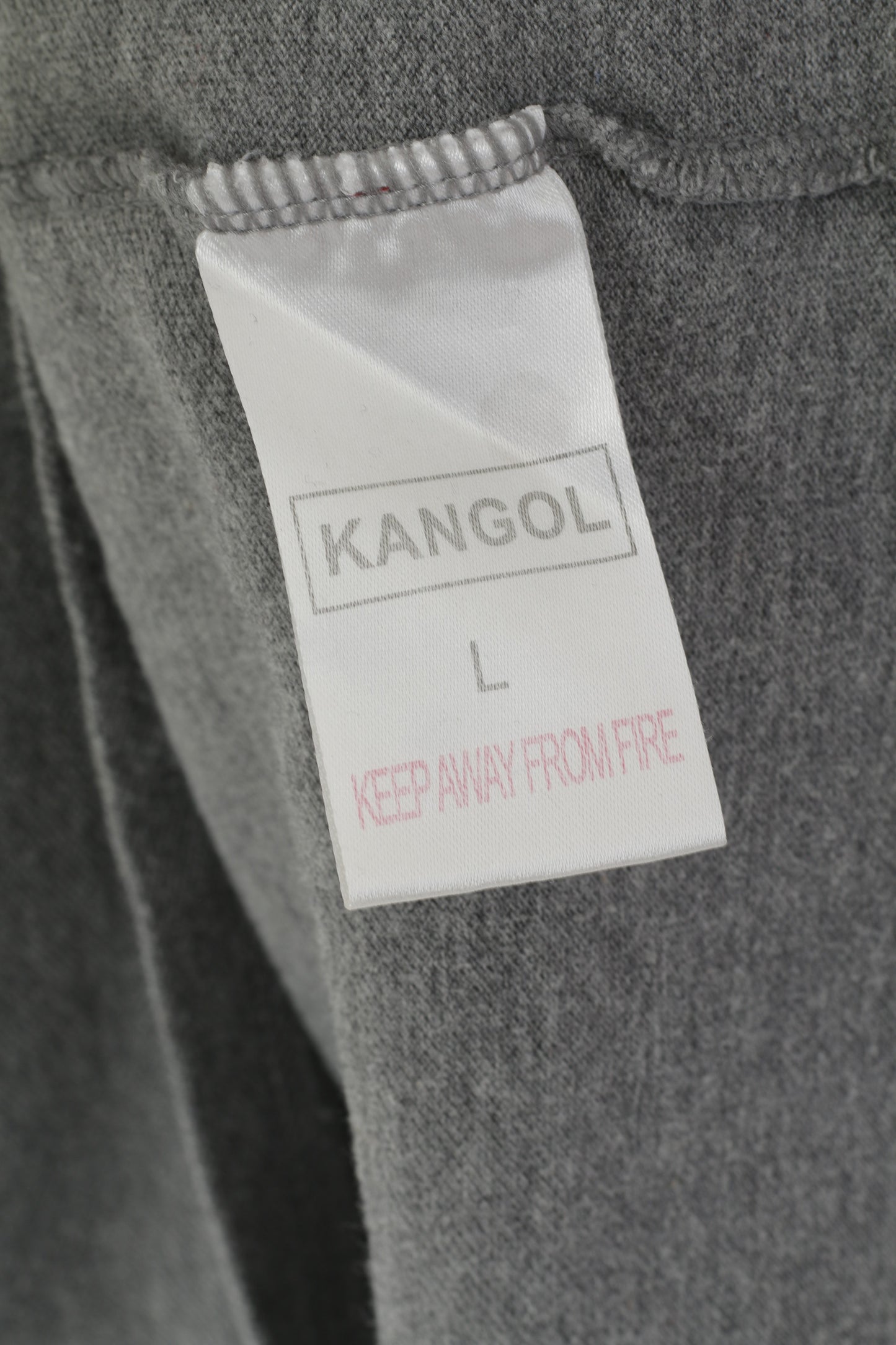 Kangol Men L (M) Shirt Grey Cotton Plain V Neck Vintage Short Sleeve Top