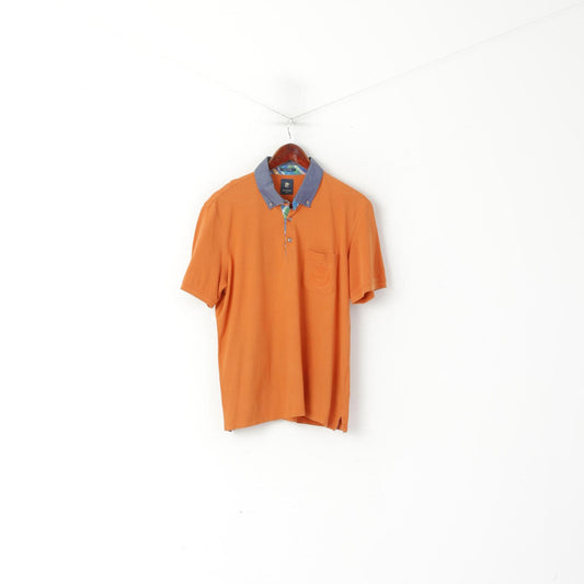 Pierre Cardin Paris Homme L (M) Polo Orange Coton Vintage Boutons Détaillés Haut