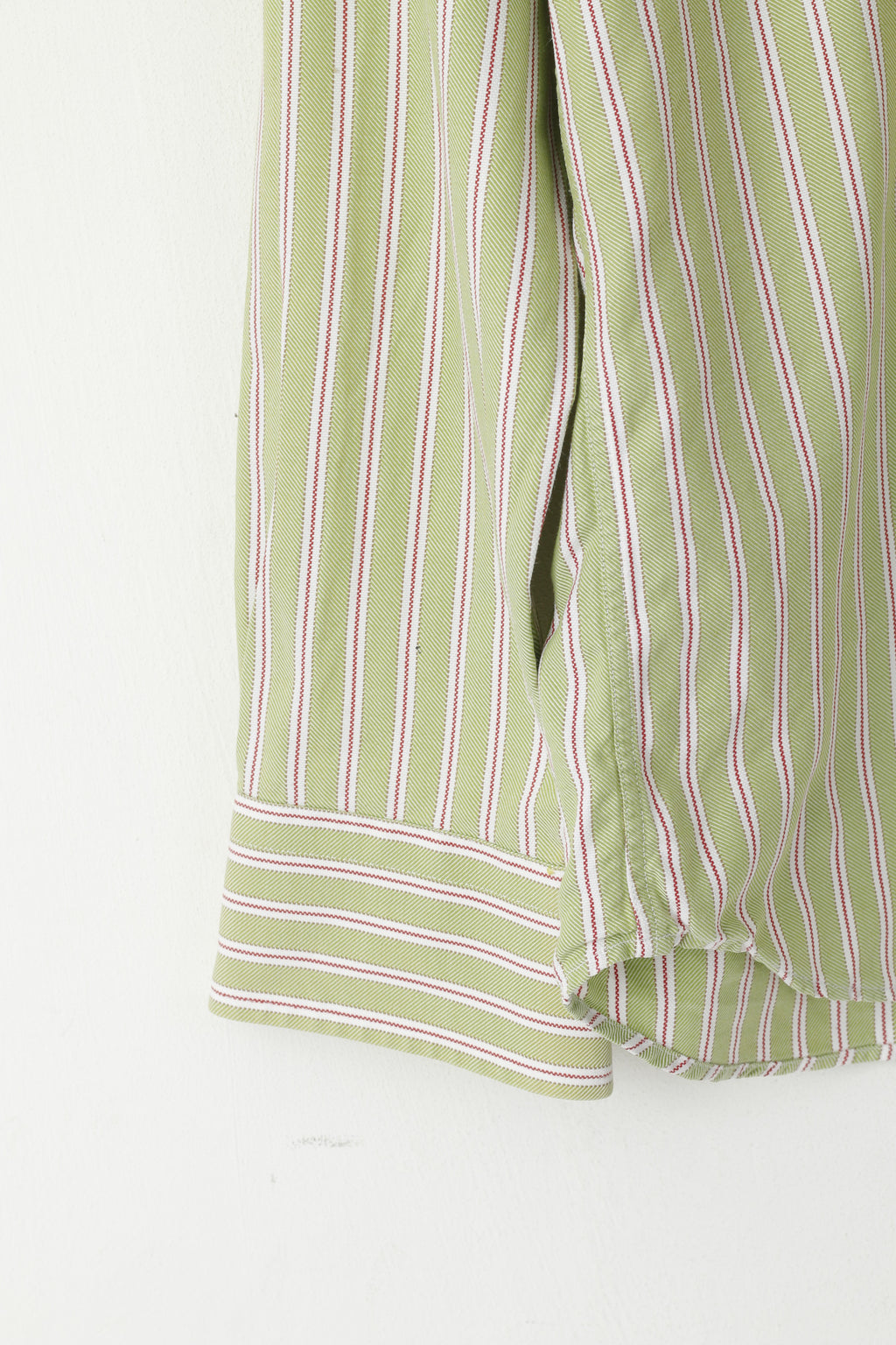 Tommy Hilfiger Uomo 39 15,5 M Camicia casual Top a maniche lunghe in cotone a righe verdi