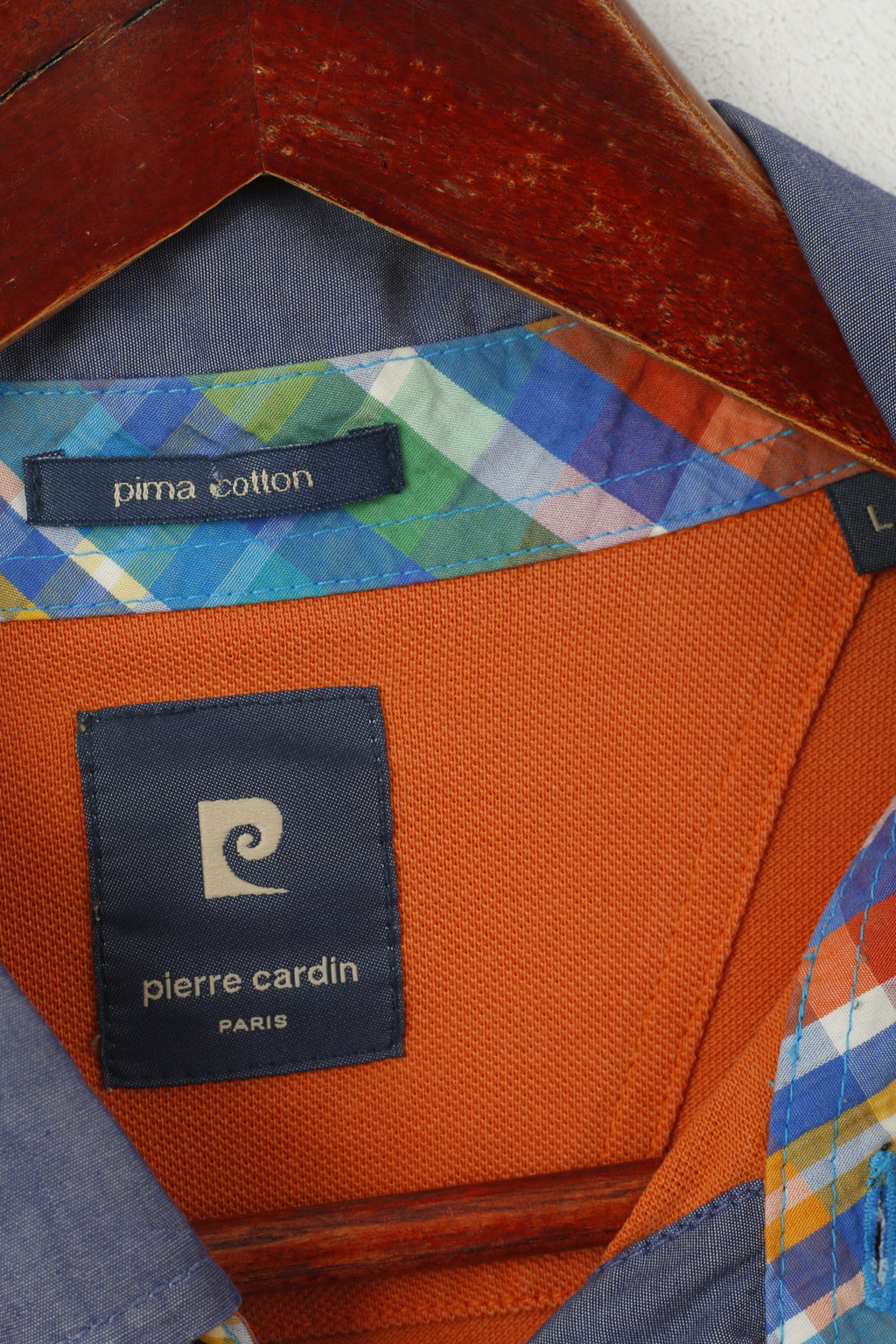 Pierre Cardin Paris Homme L (M) Polo Orange Coton Vintage Boutons Détaillés Haut