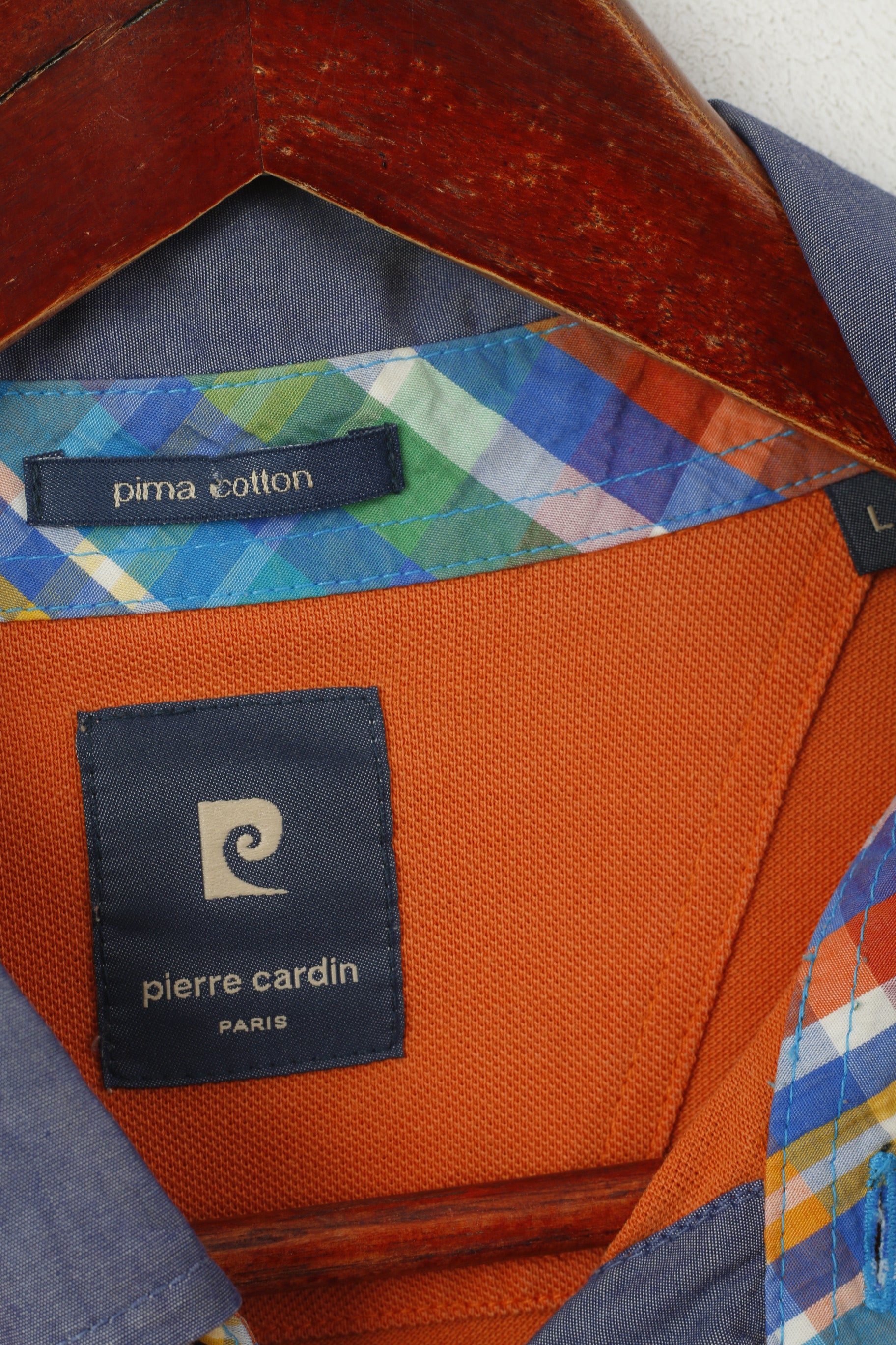 Polo Pierre Cardin Paris da uomo L (M) Top in cotone arancione con bottoni dettagliati vintage