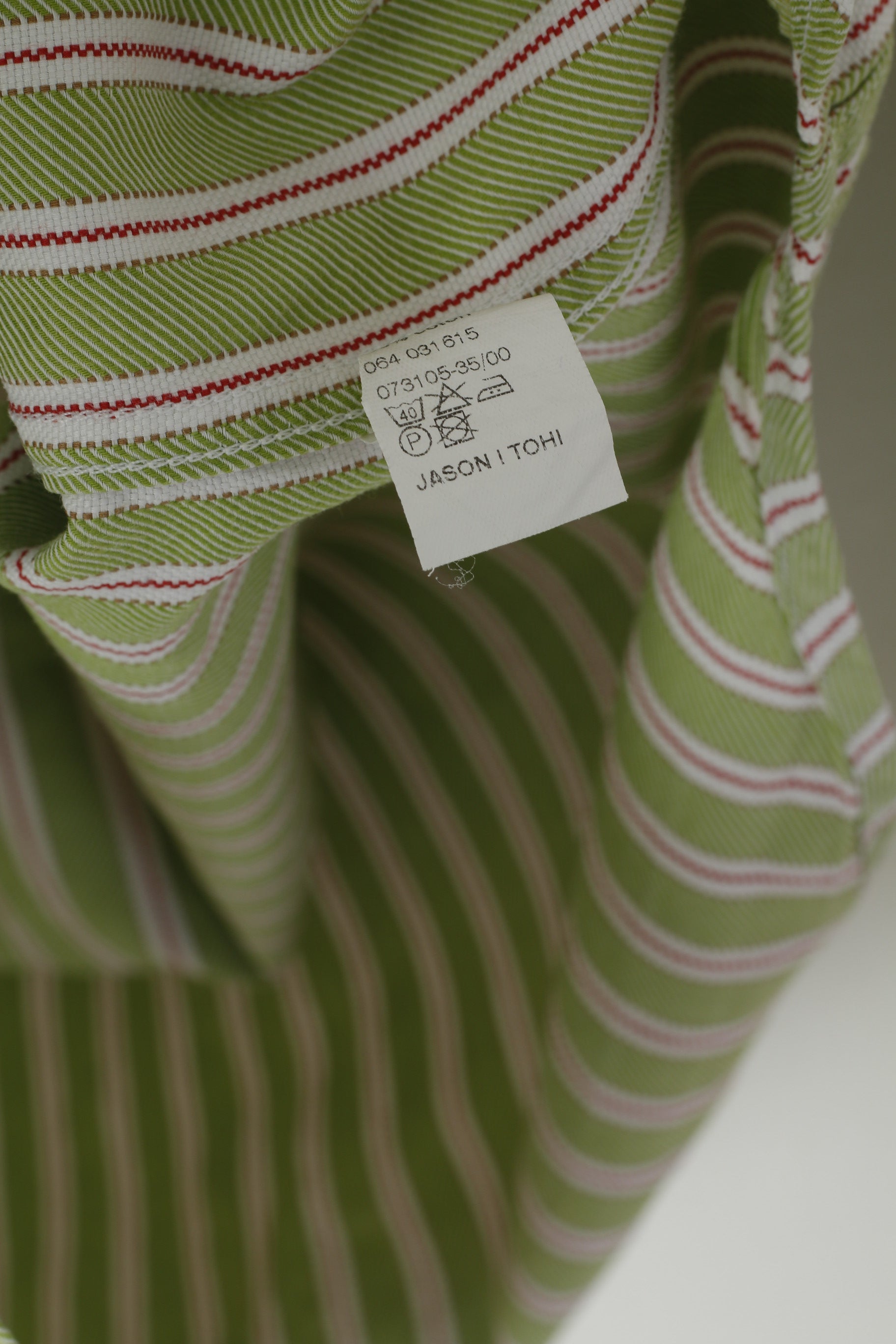 Tommy Hilfiger Uomo 39 15,5 M Camicia casual Top a maniche lunghe in cotone a righe verdi