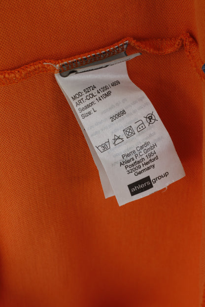 Pierre Cardin Paris Men L (M) Polo Shirt Orange Cotton Vintage Detailed Buttons Top