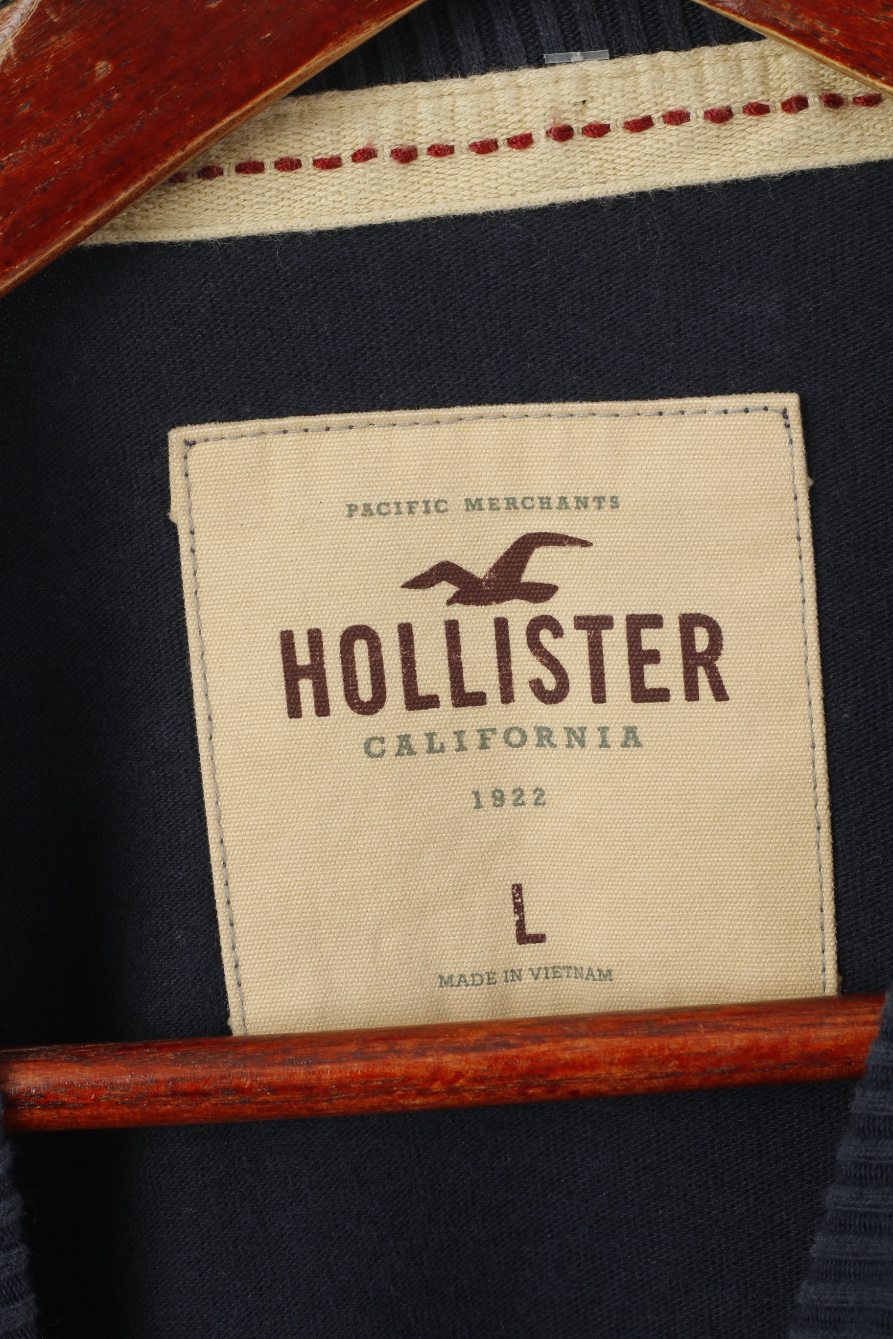 Hollister California Camicia a maniche lunghe da uomo L in cotone elasticizzato blu scuro Malibu Top