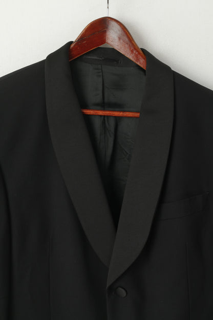 Pierre Cardin Men 42 52 Blazer Black Wool Top Suit Shiny Single Breasted Elegant Jacket