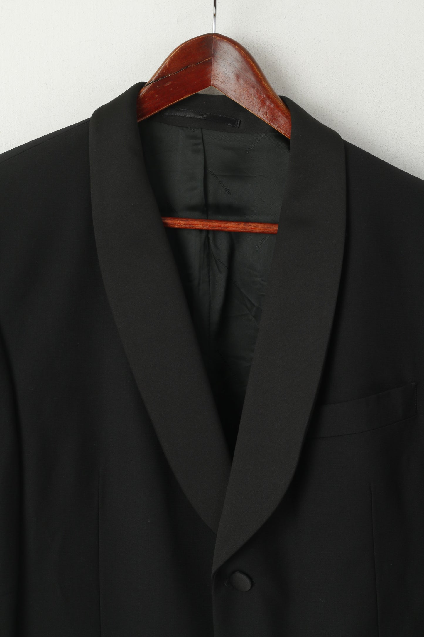 Pierre Cardin hommes 42 52 Blazer noir laine haut costume brillant simple boutonnage veste élégante