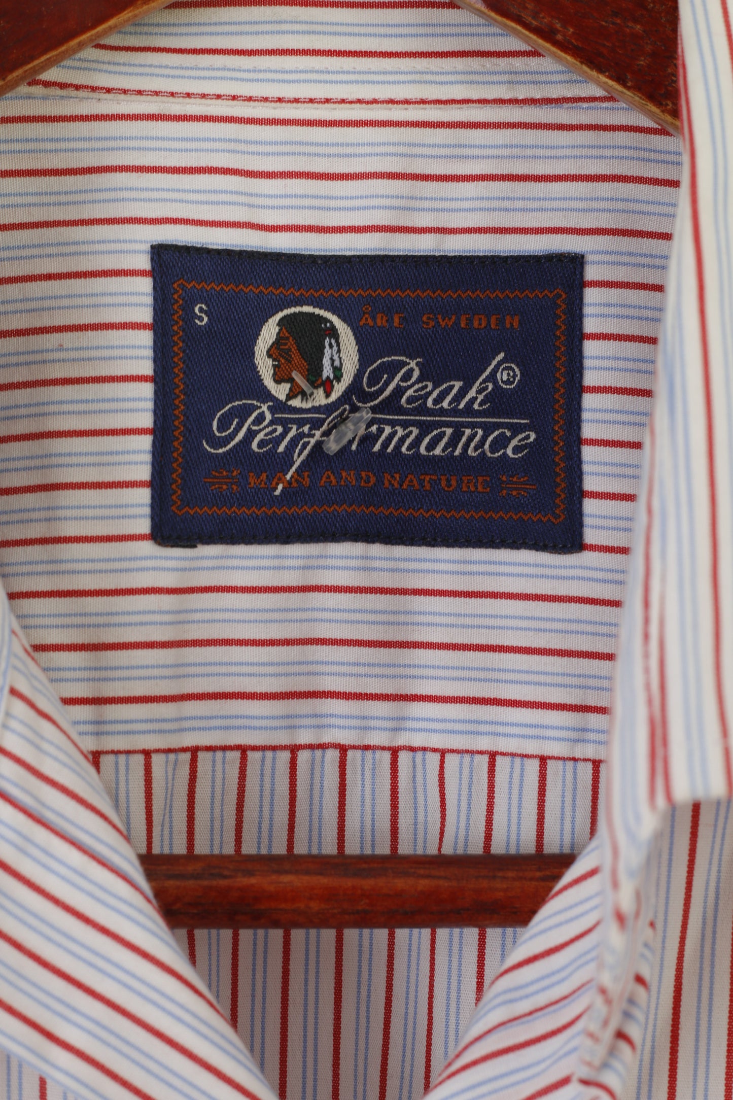 Peak Performance Men S Casual Shirt White Blue Striped Cotton Short Sleeve Top