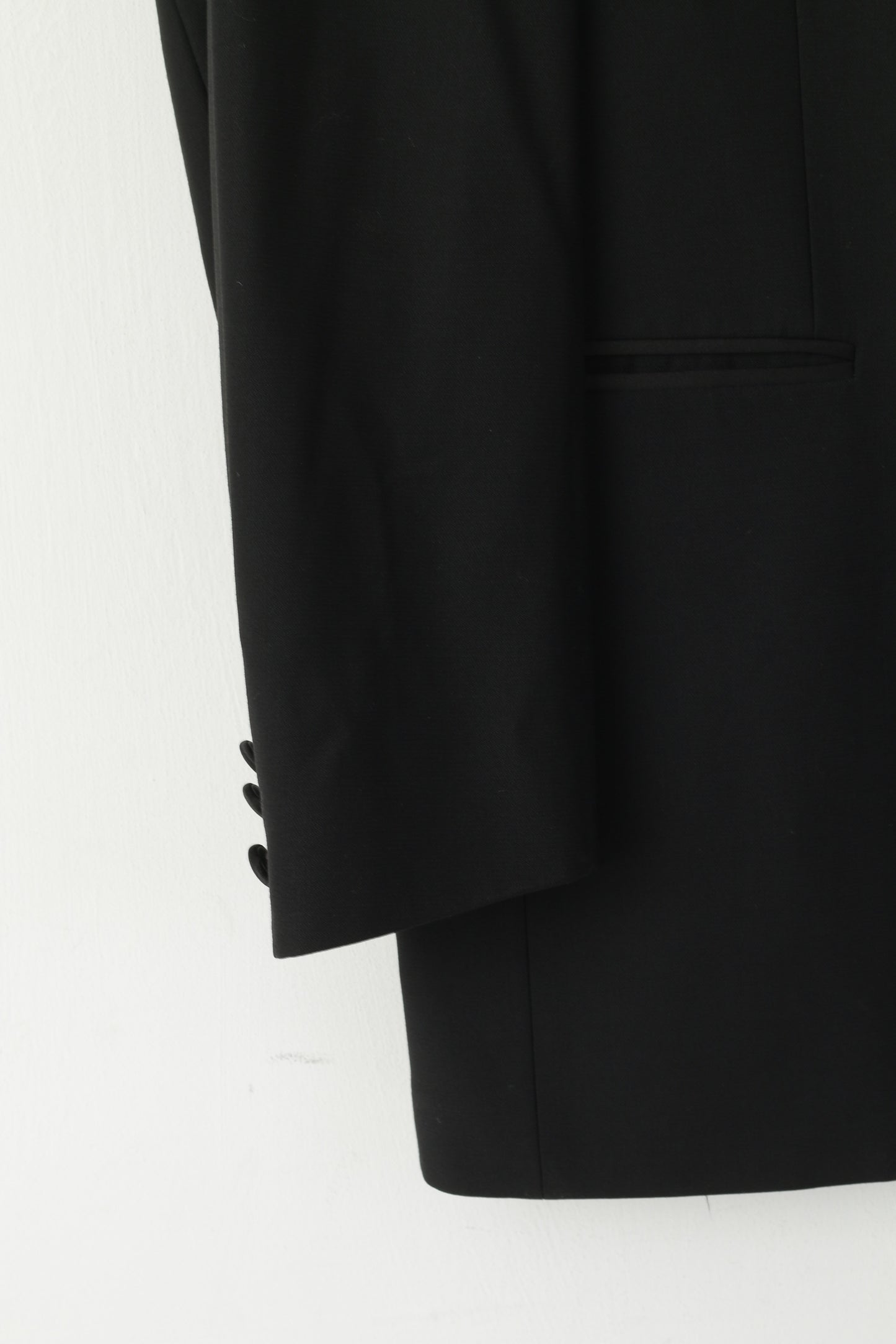 Pierre Cardin Men 42 52 Blazer Black Wool Top Suit Shiny Single Breasted Elegant Jacket