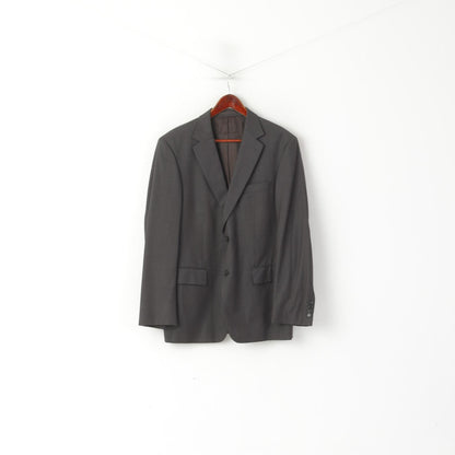 Pierre Cardin Men 52 42 Blazer Brown Silver Wool Silk Blend Single Breasted Jacket