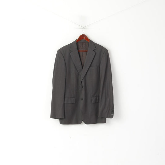 Pierre Cardin Men 52 42 Blazer Brown Silver Wool Silk Blend Single Breasted Jacket