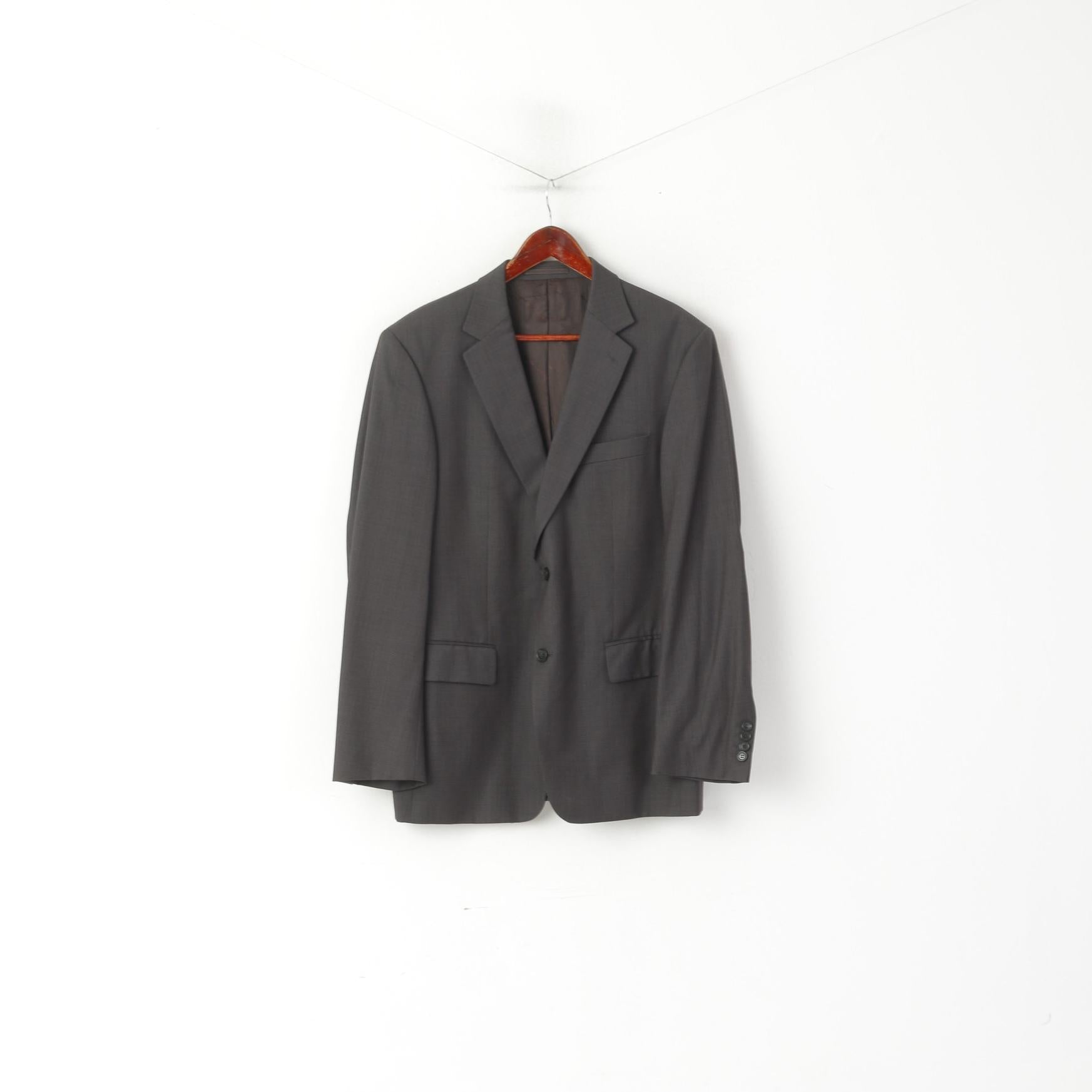 Pierre Cardin Men 52 42 Blazer Brown Silver Wool Silk Blend Single Breasted Jacket