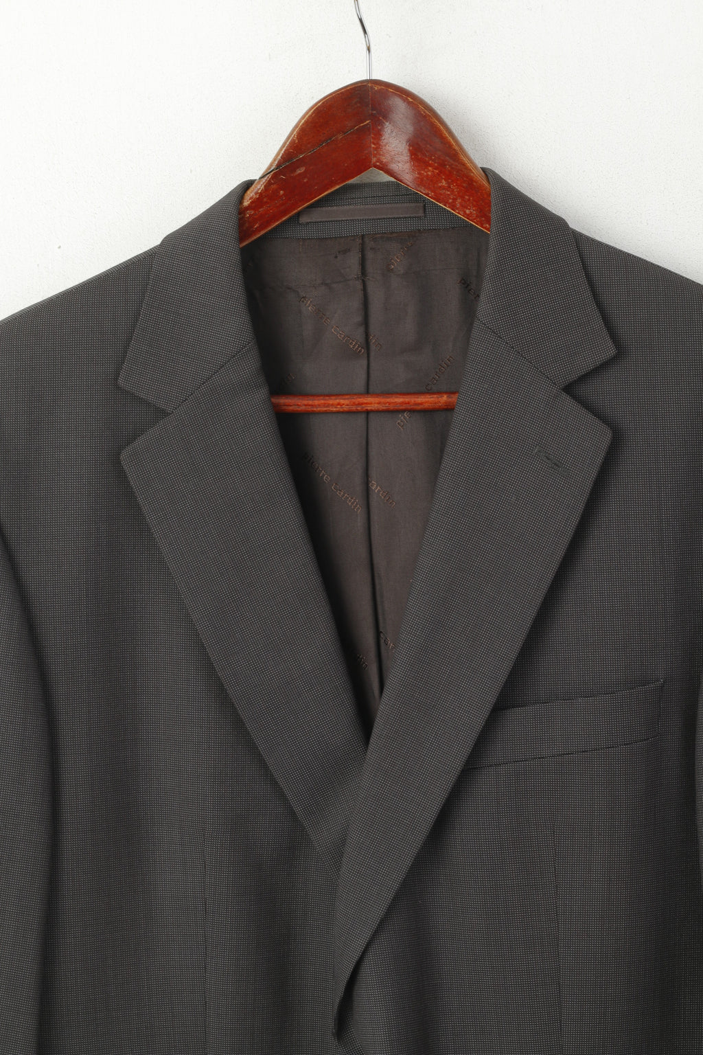 Pierre Cardin Men 52 42 Blazer Brown Silver Wool Silk Blend Single Breasted Jacket