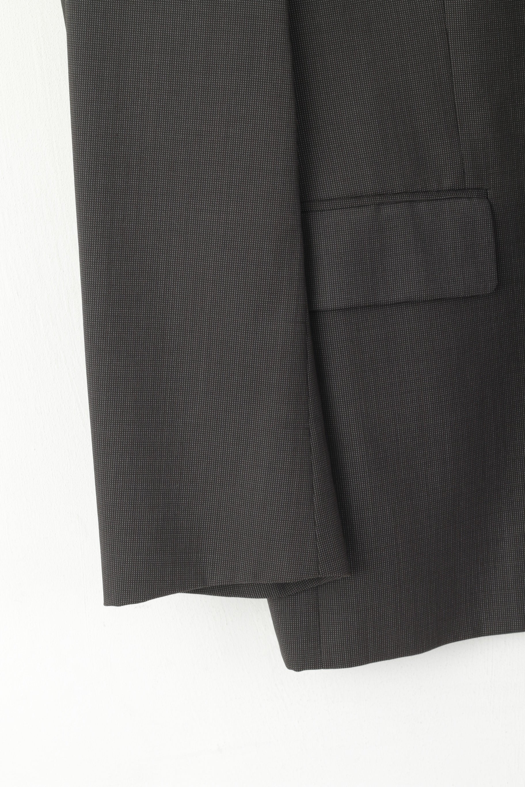 Pierre Cardin Men 52 42 Blazer Brown Silver Wool Silk Blend Single Breasted Jacket