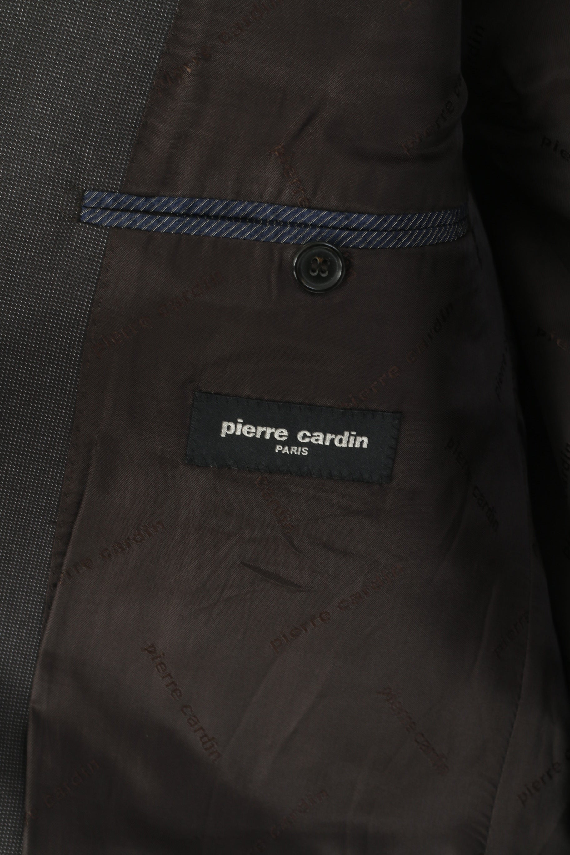 Pierre Cardin Men 52 42 Blazer Brown Silver Wool Silk Blend Single Breasted Jacket