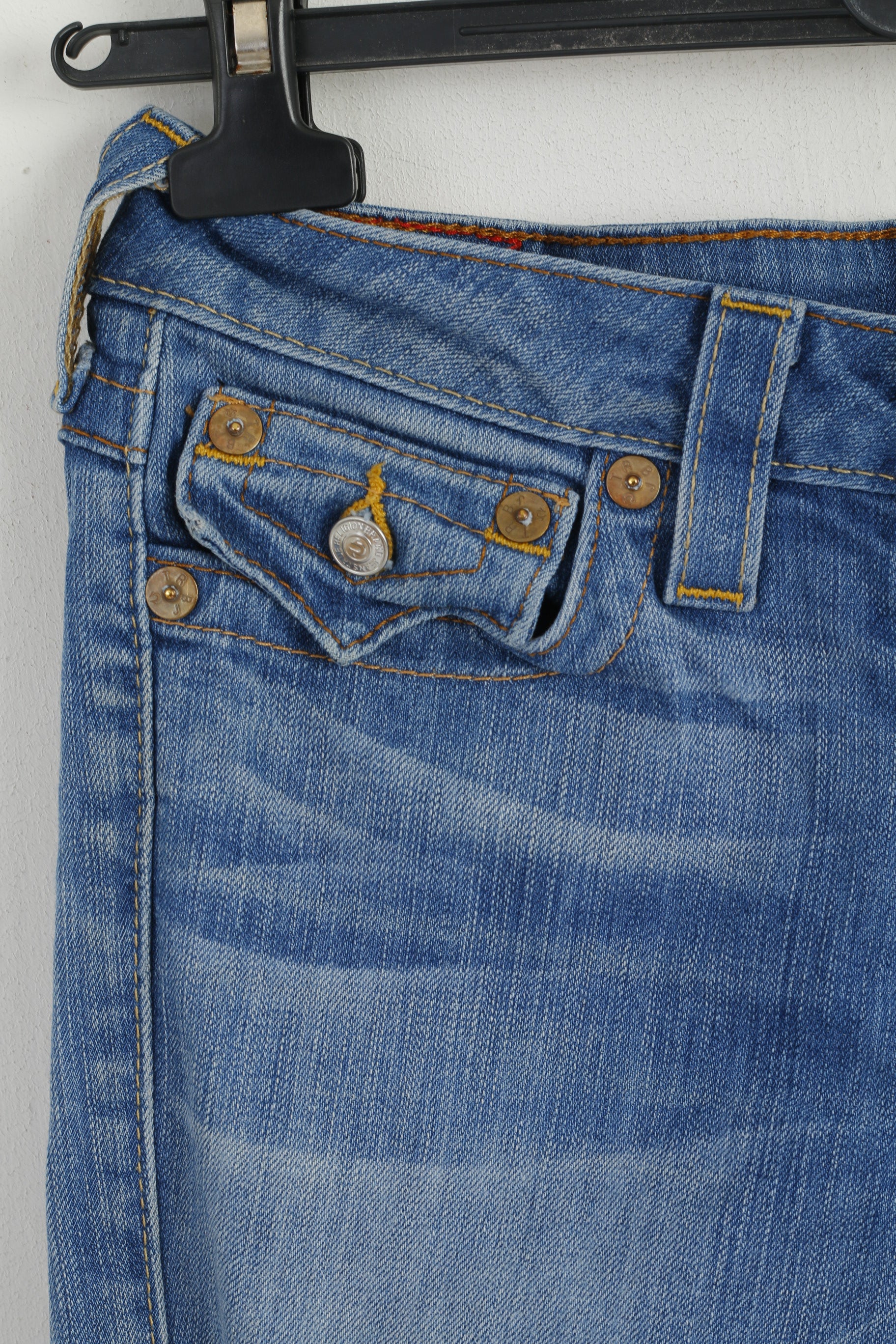 True Religion Women 28 Jeans Trousers Blue Cotton Skinny Long Leg Slim Pants