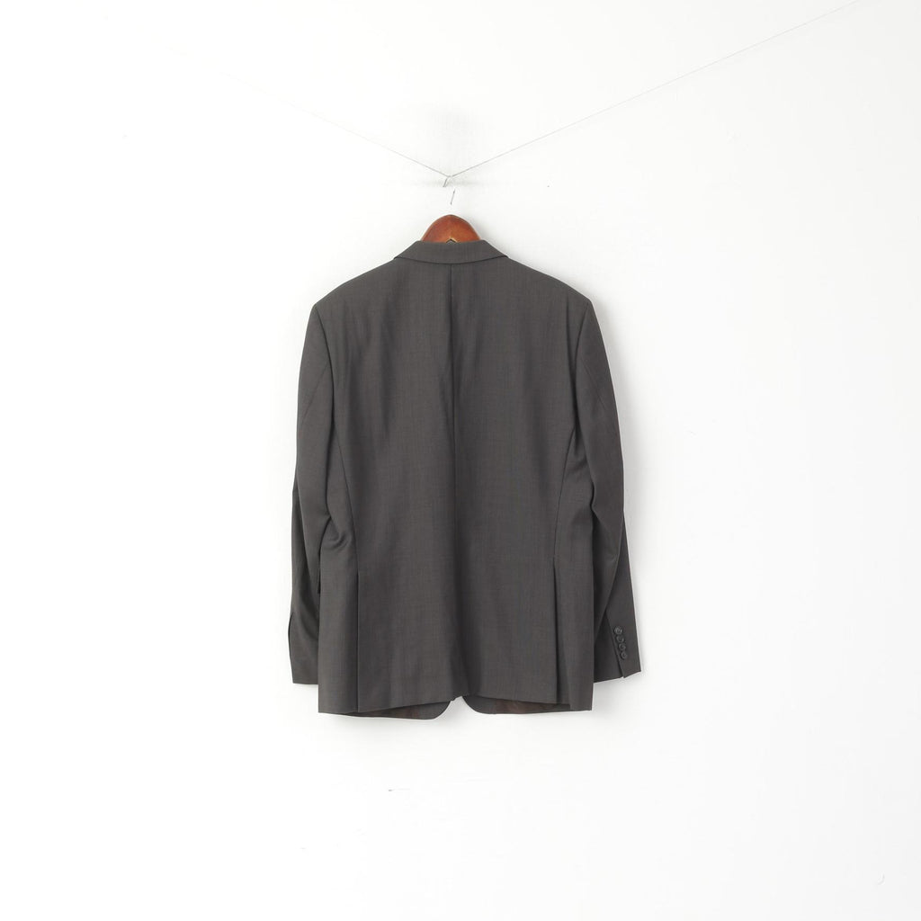 Pierre Cardin Men 52 42 Blazer Brown Silver Wool Silk Blend Single Breasted Jacket