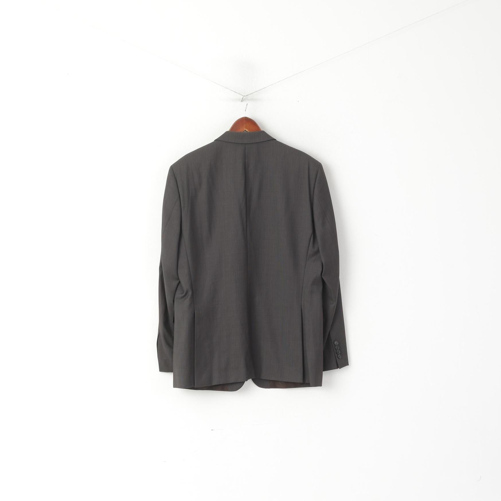 Pierre Cardin Men 52 42 Blazer Brown Silver Wool Silk Blend Single Breasted Jacket