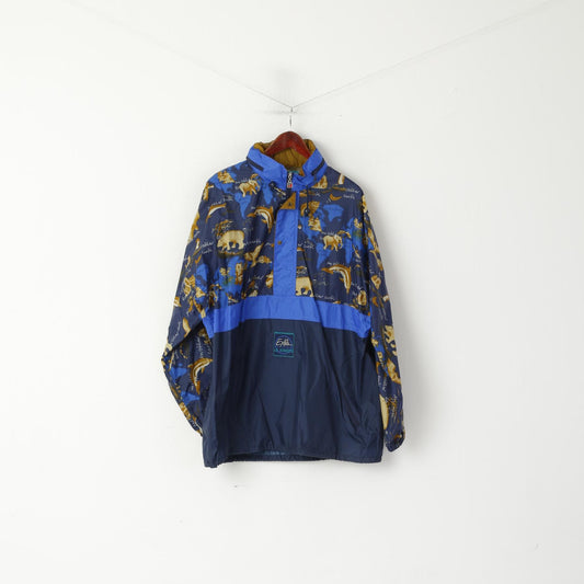 Life Style by Jeantex Veste de pluie pour homme 50/52 L en nylon bleu avec capuche cachée et imprimé animal