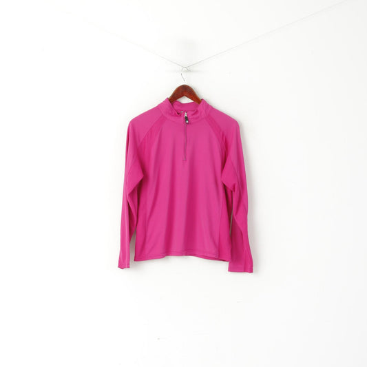 Maglietta CG by Champion da donna XL, top elasticizzato con collo e zip, abbigliamento sportivo da allenamento rosa