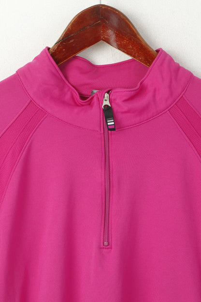 CG by Champion Women XL Shirt Pink Training Activewear Zip Neck Stretch Top