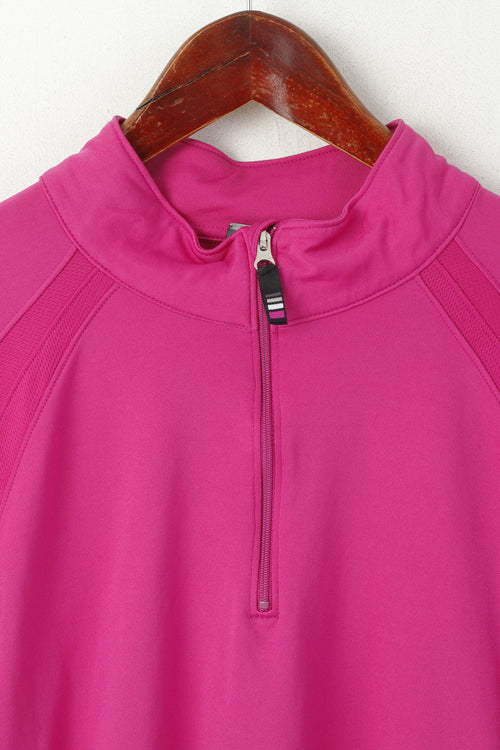 Maglietta CG by Champion da donna XL, top elasticizzato con collo e zip, abbigliamento sportivo da allenamento rosa