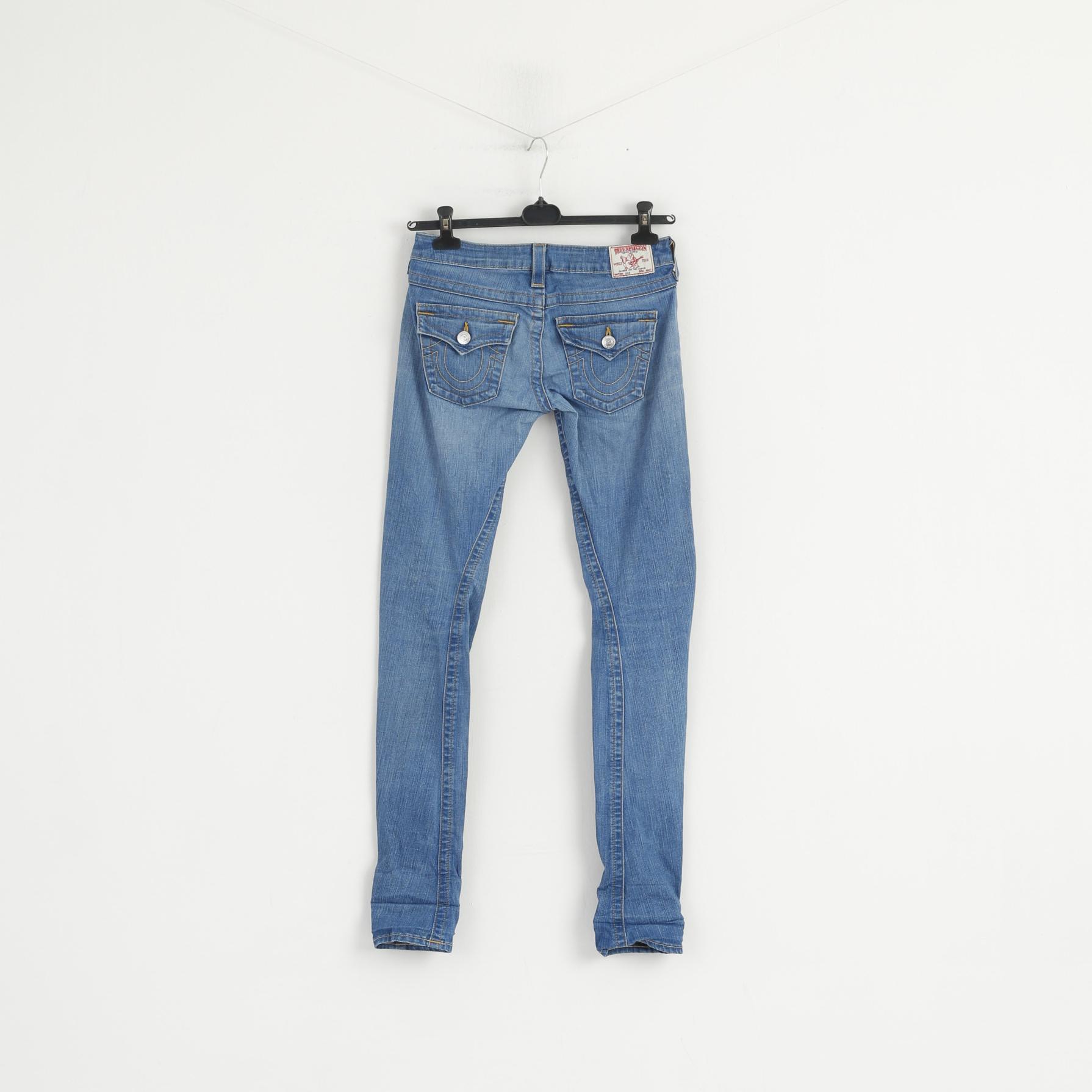 True Religion Women 28 Jeans Trousers Blue Cotton Skinny Long Leg Slim Pants