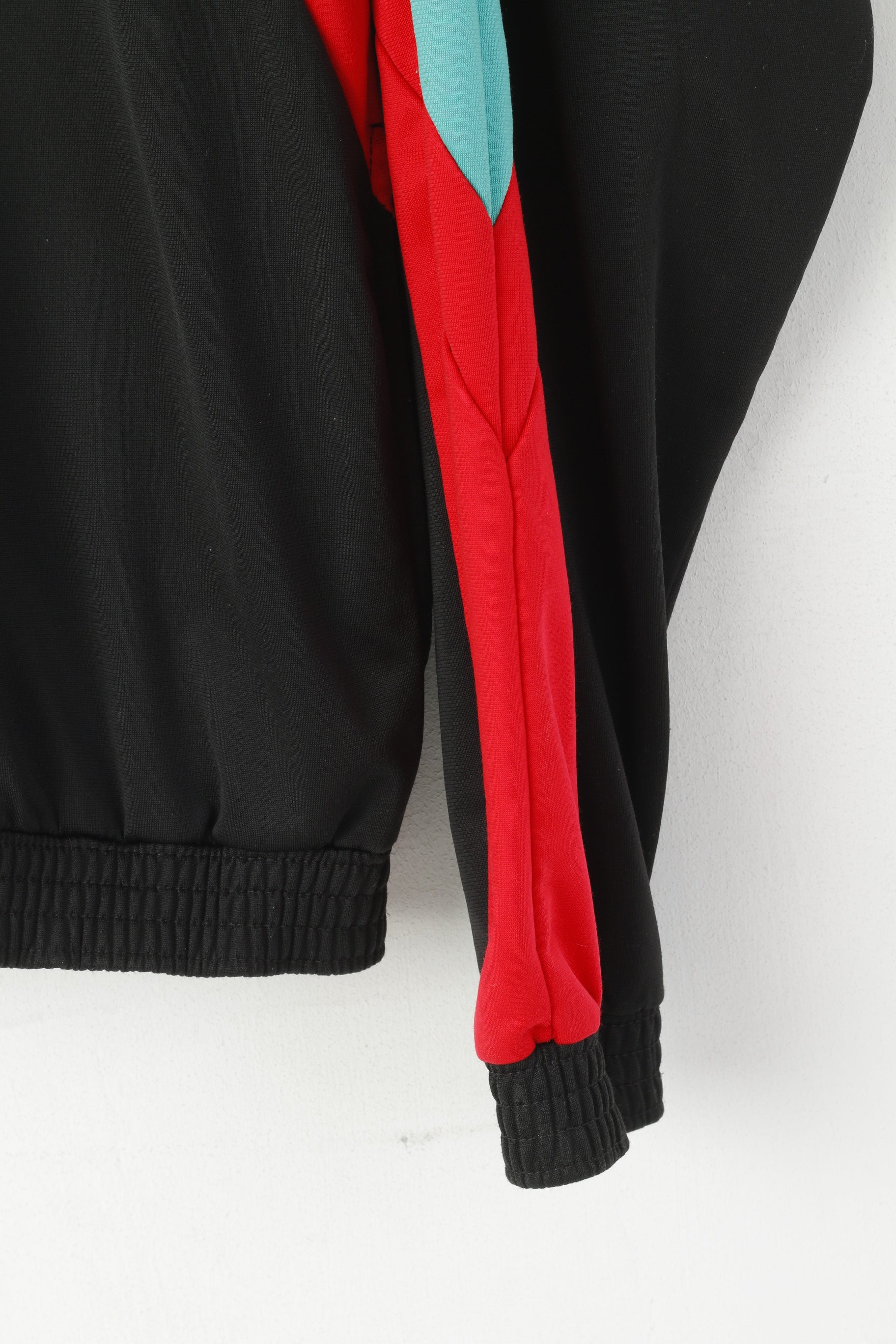 Sports Team Men 48/50 M  Swetashirt Black Shiny Retro Full Zipper Sportswear Track Top