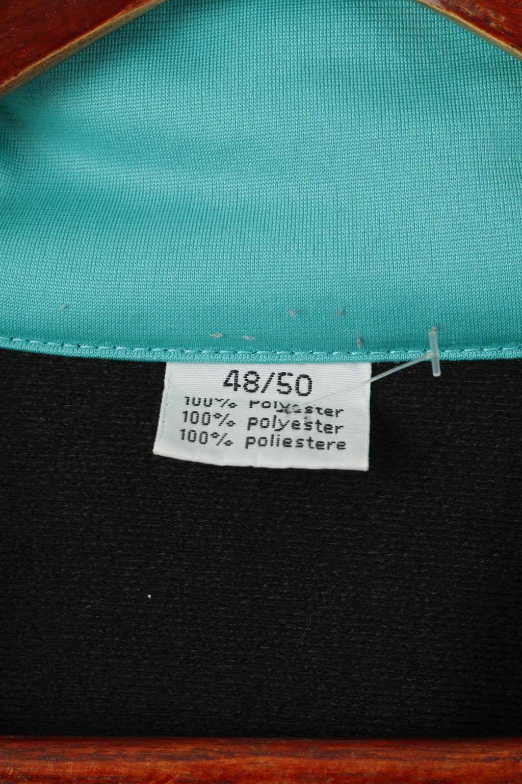 Sports Team Men 48/50 M  Swetashirt Black Shiny Retro Full Zipper Sportswear Track Top