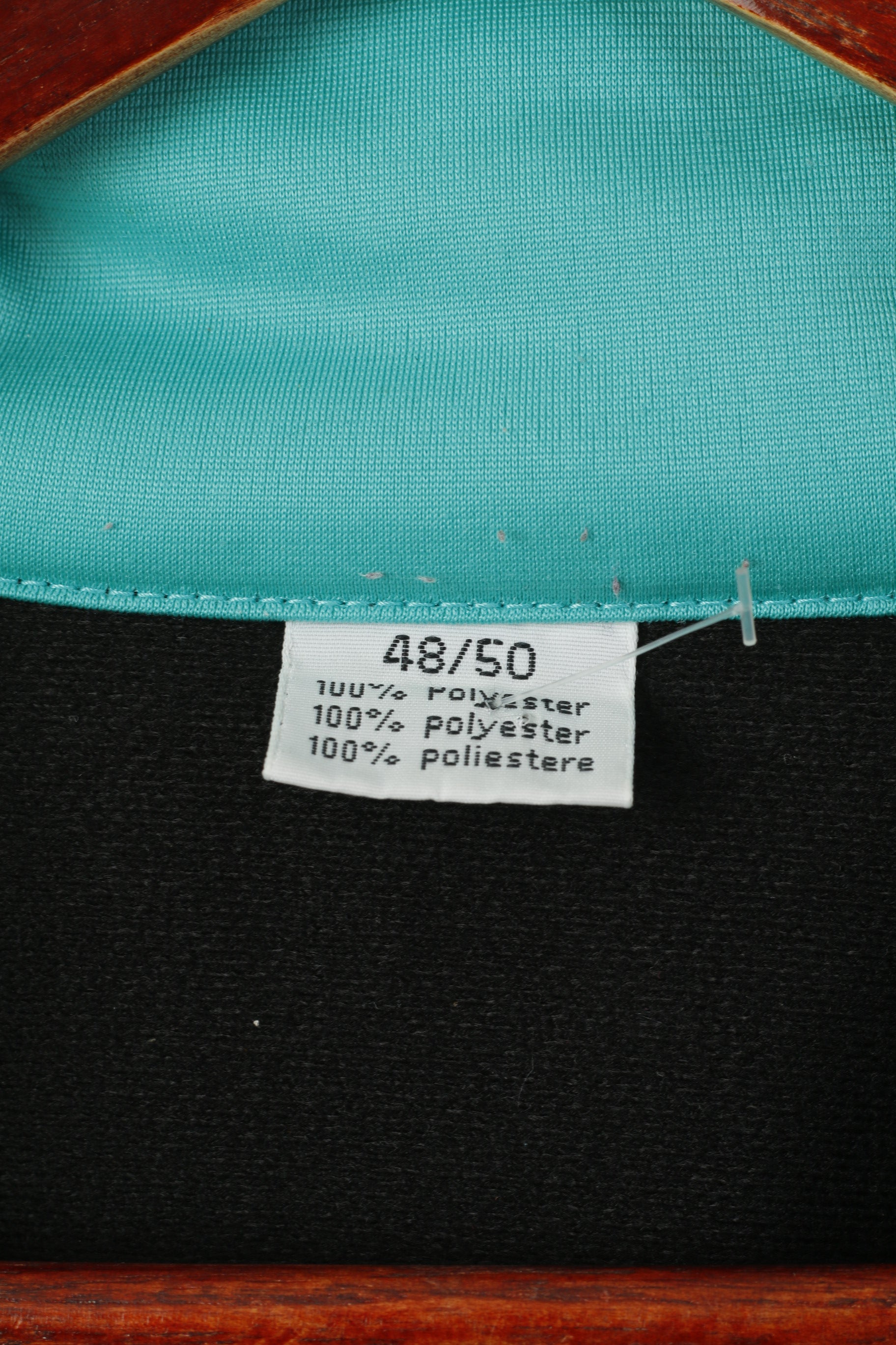 Sports Team Men 48/50 M  Swetashirt Black Shiny Retro Full Zipper Sportswear Track Top