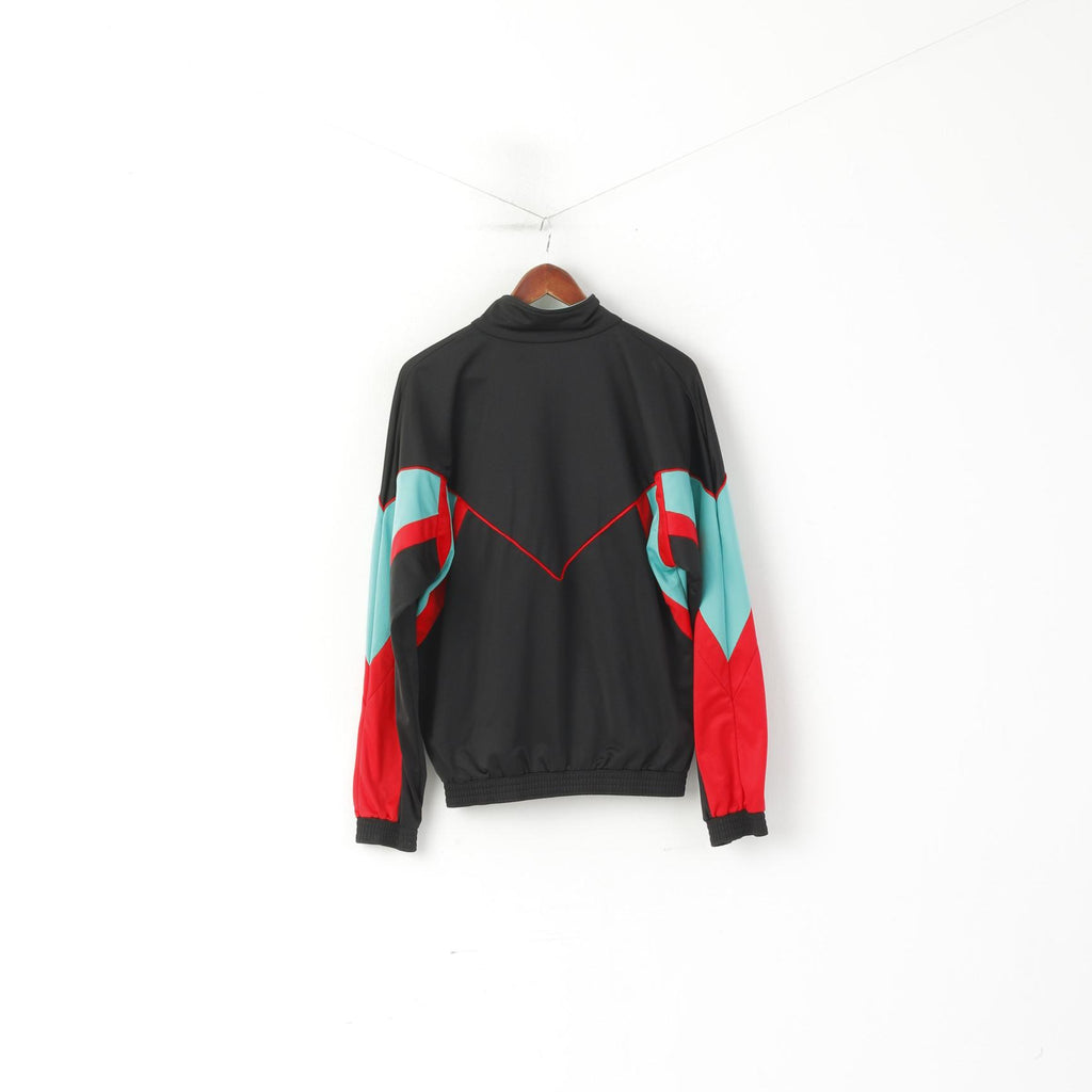 Sports Team Men 48/50 M  Swetashirt Black Shiny Retro Full Zipper Sportswear Track Top