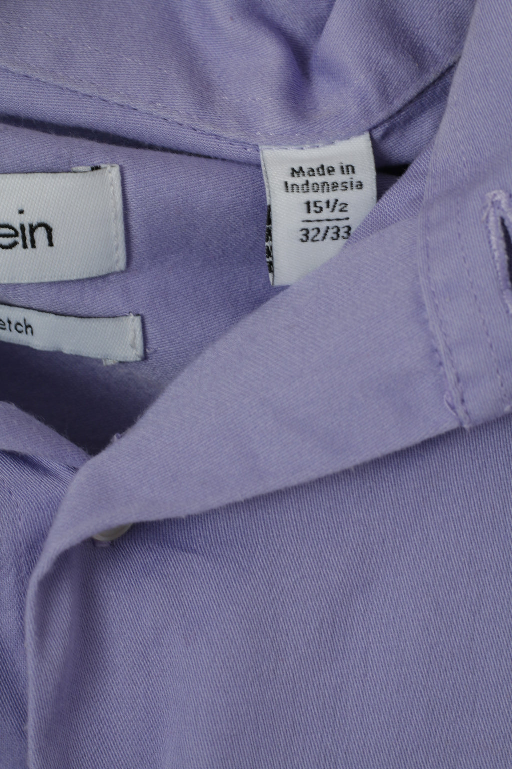 Calvin Klein Men 15.5 32/33 M Casual Shirt Purple Cotton Slim Fit Stretch Long Sleeve Top