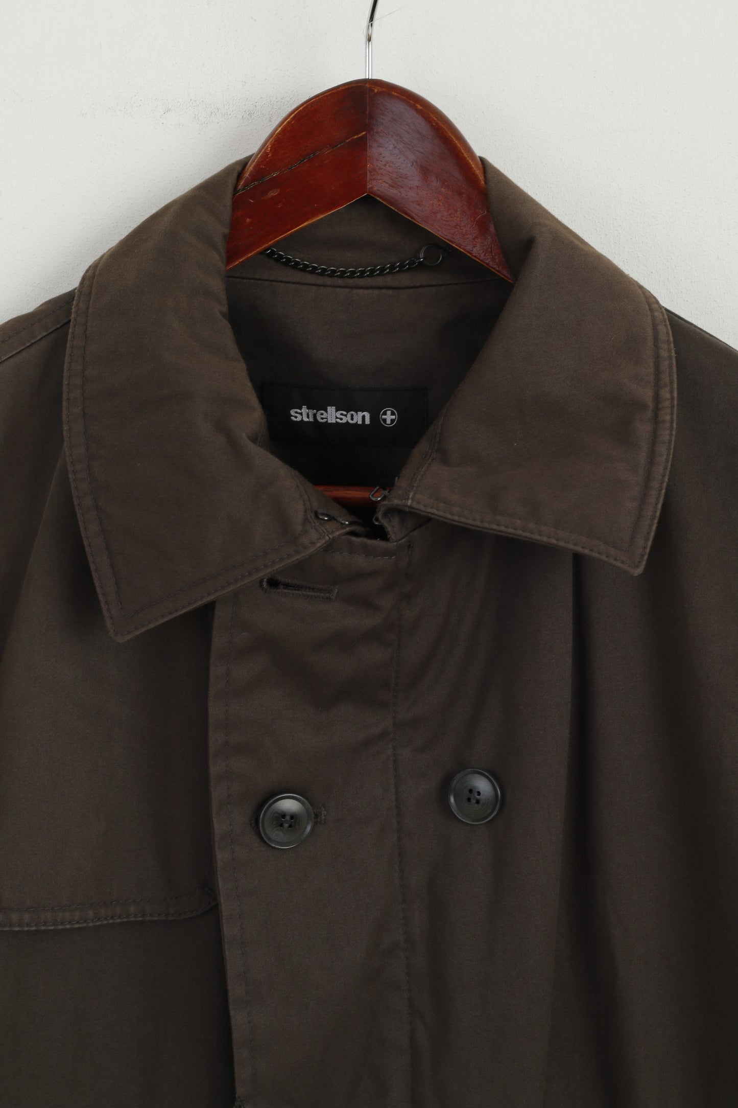 Strellson Premium Men 54 L Coat Dark Green Cotton Arbus Full Zipper Classic Top