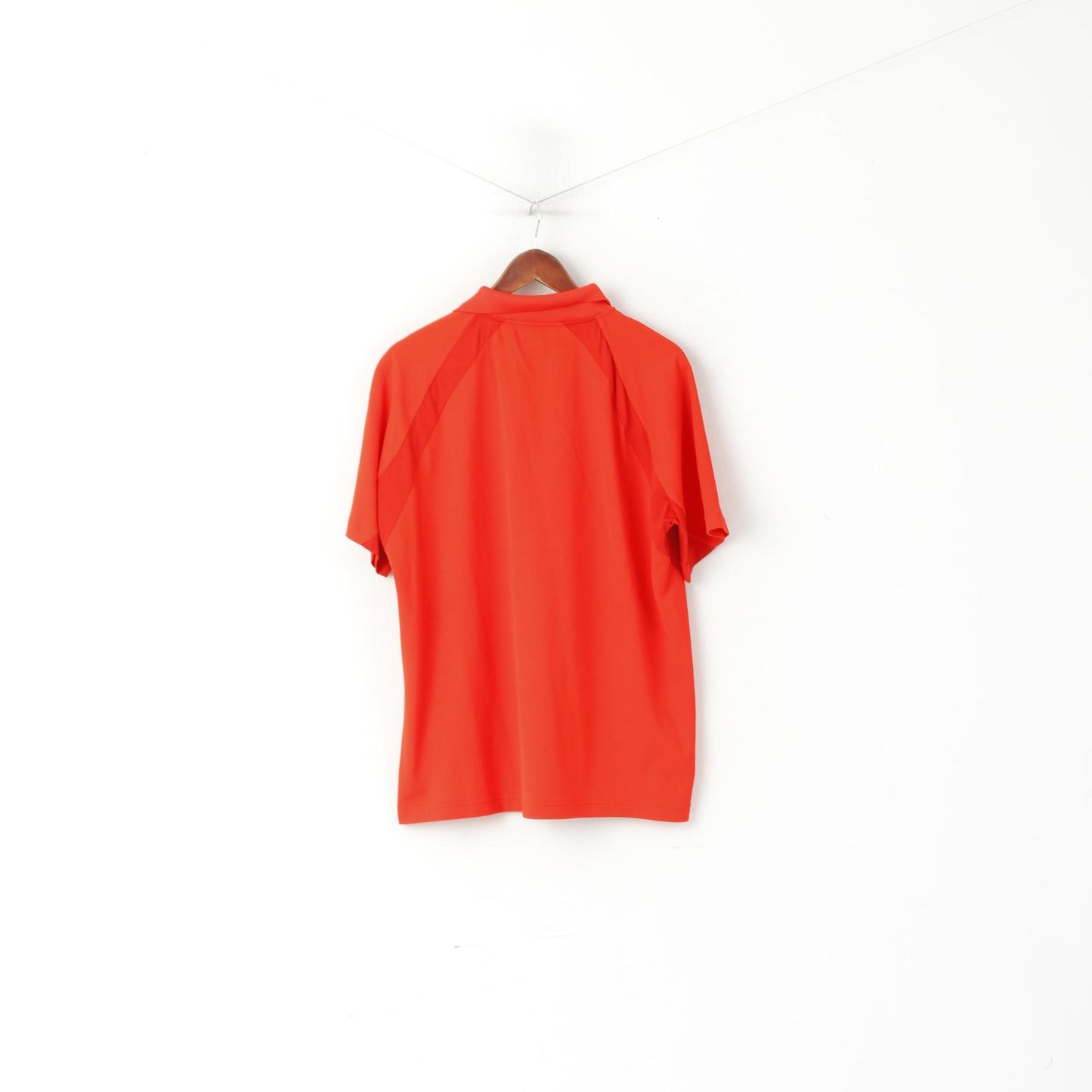 Fila Men XL Polo Shirt Neon Red Shiny Vintage Sportswear Logo Sport Top
