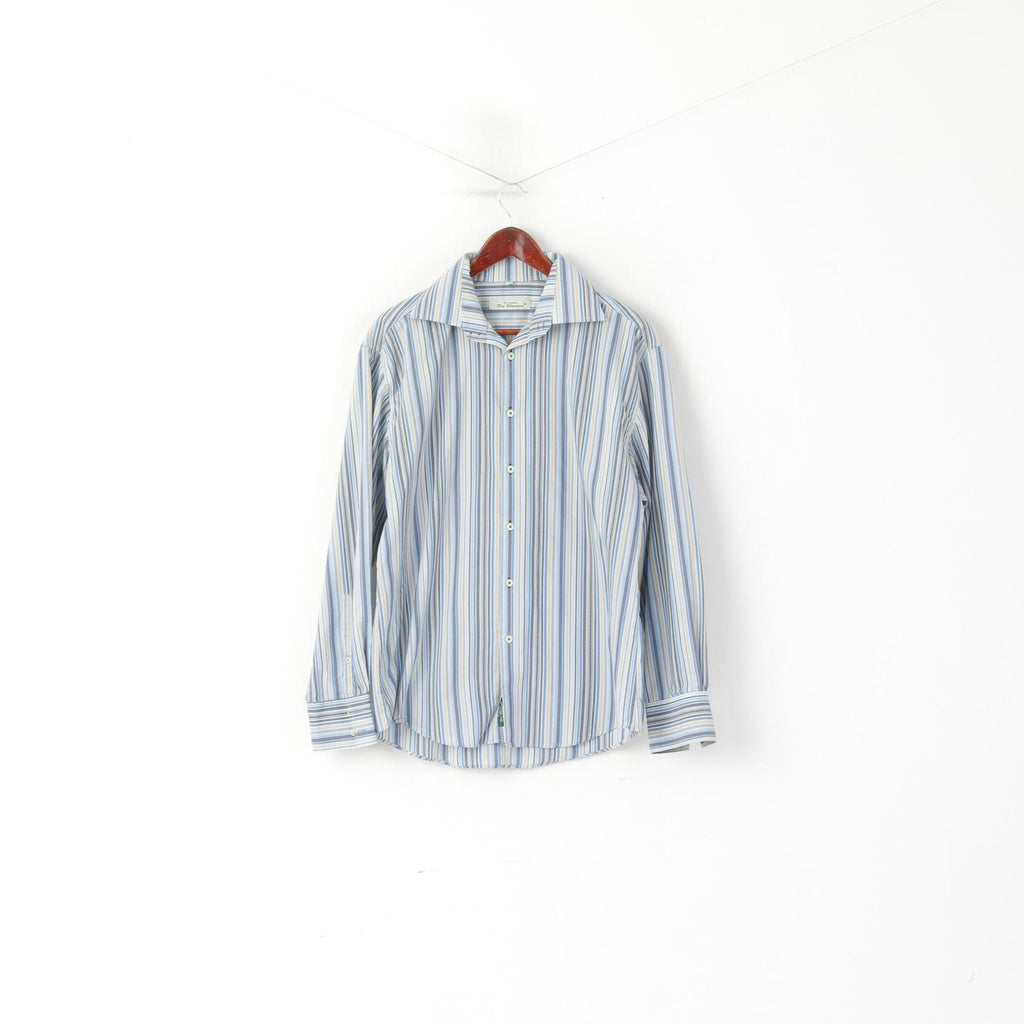 Camicia casual da uomo Ben Sherman L. Top a maniche lunghe in cotone a righe blu