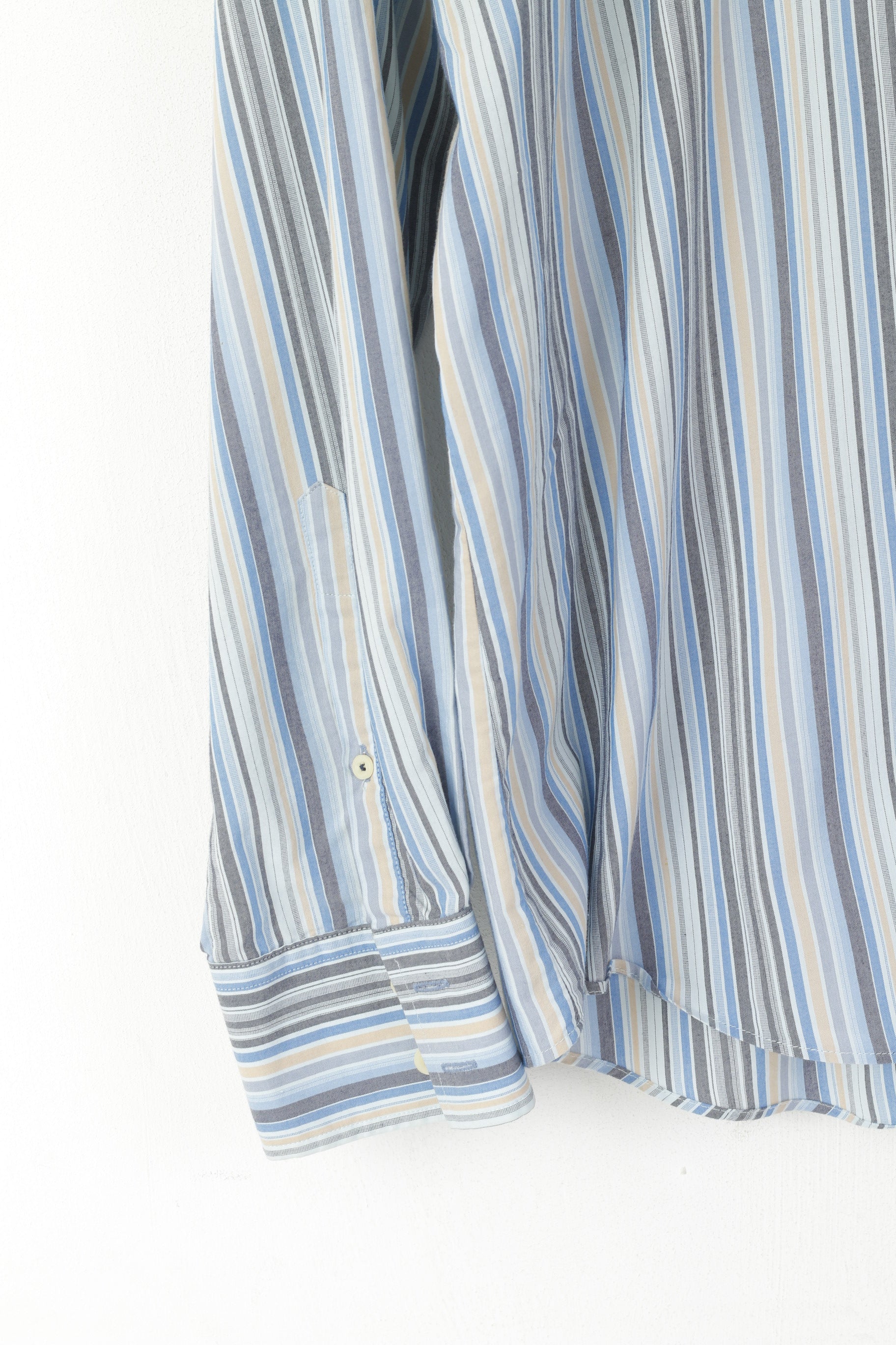 Camicia casual da uomo Ben Sherman L. Top a maniche lunghe in cotone a righe blu