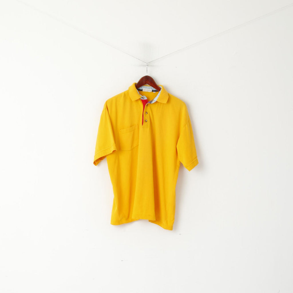 Polo Galvin Green da uomo L. Top sportivo da golf dal taglio ampio vintage in cotone giallo