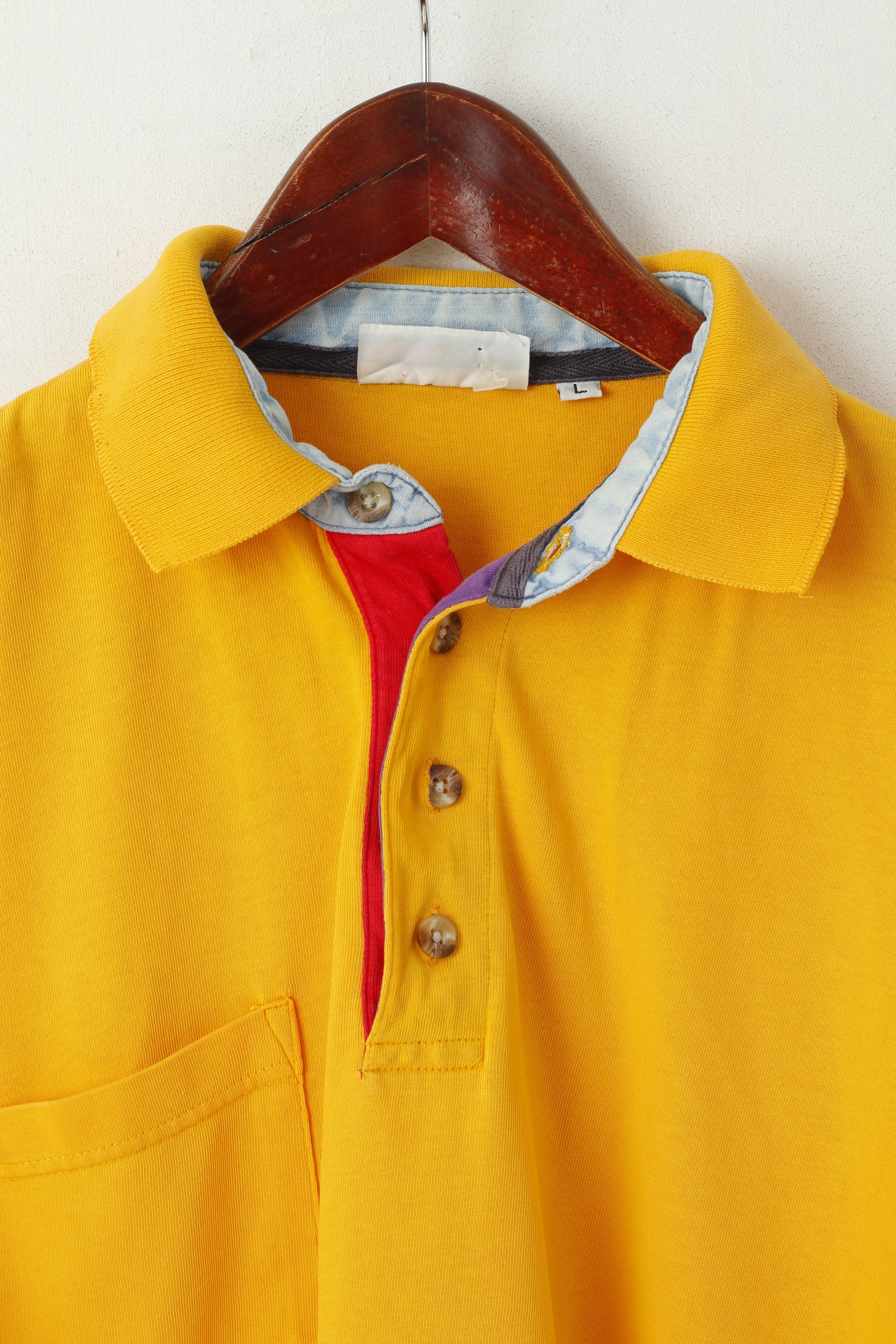 Polo Galvin Green da uomo L. Top sportivo da golf dal taglio ampio vintage in cotone giallo