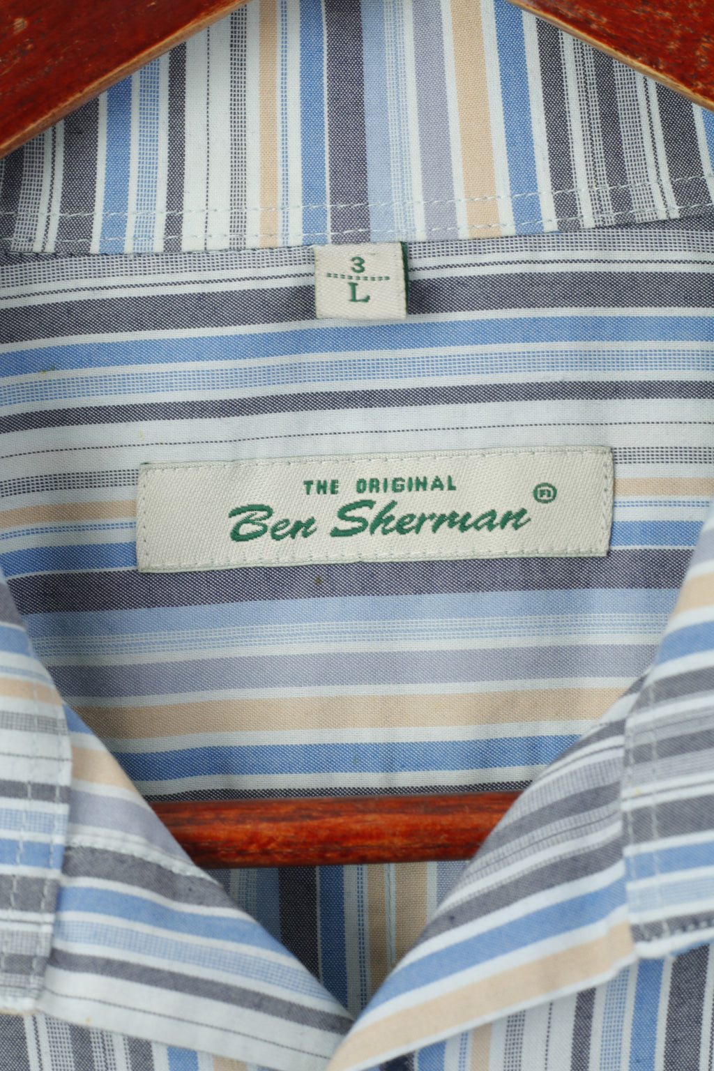 Camicia casual da uomo Ben Sherman L. Top a maniche lunghe in cotone a righe blu