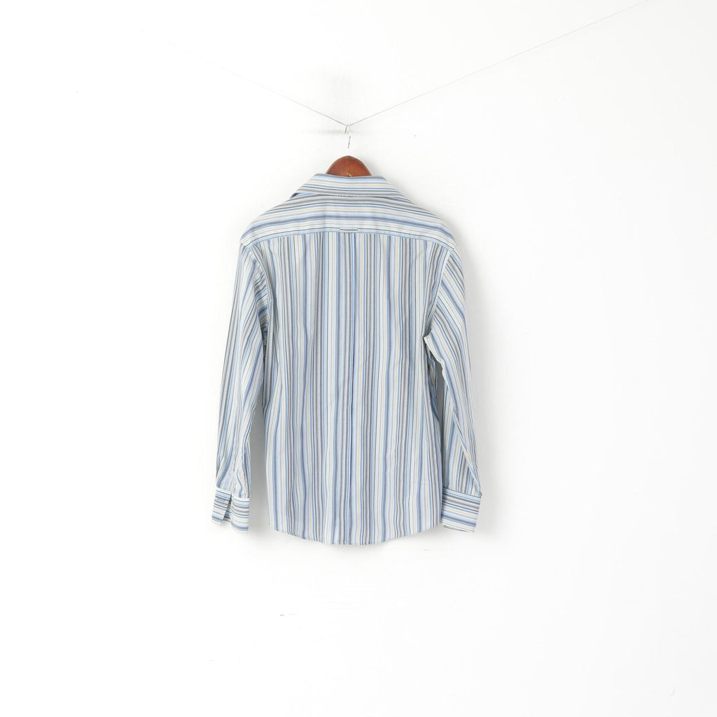 Camicia casual da uomo Ben Sherman L. Top a maniche lunghe in cotone a righe blu