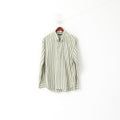 Tommy Hilfiger Men XL Casual Shirt Green Striped Cotton Long Sleeve Pocket Top