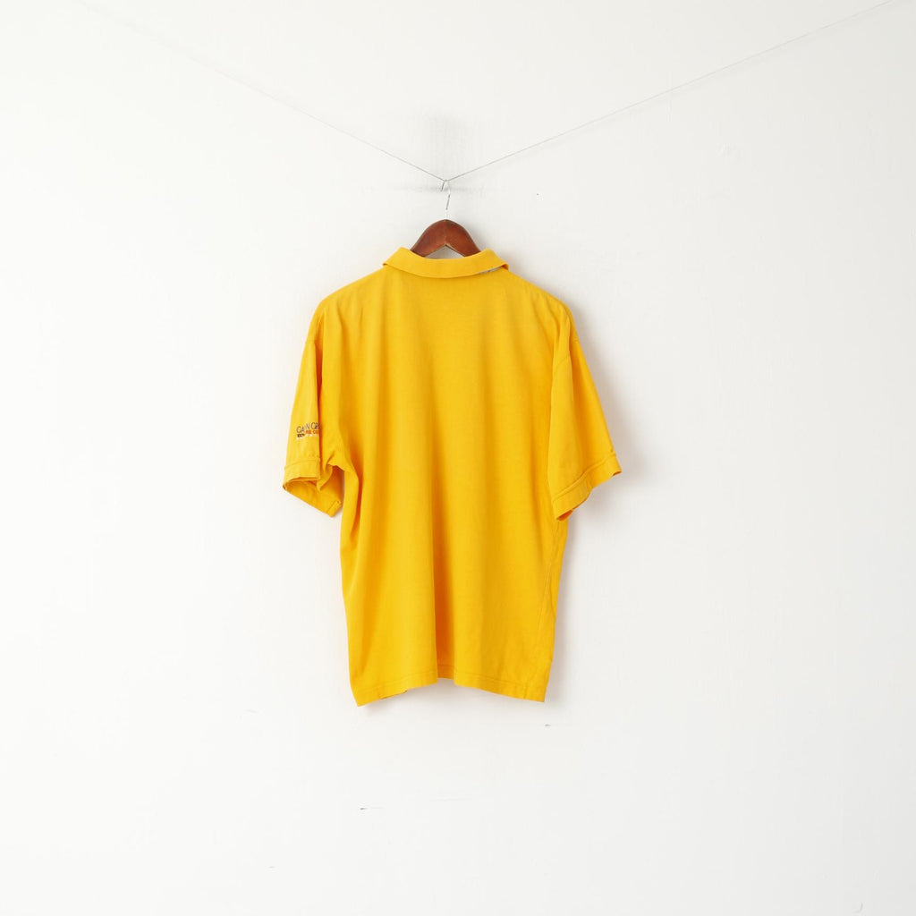 Polo Galvin Green da uomo L. Top sportivo da golf dal taglio ampio vintage in cotone giallo