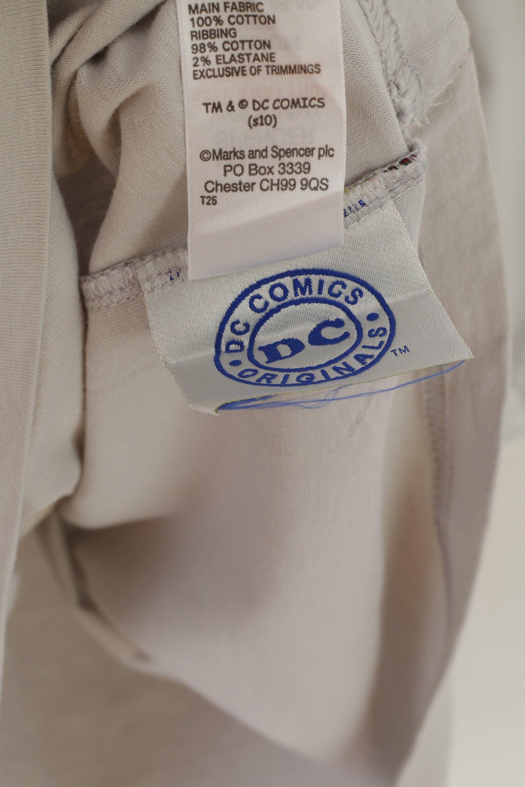 Marks &amp; Spencer DC Comics Hommes M Chemise Gris Coton Superman Vintage Top