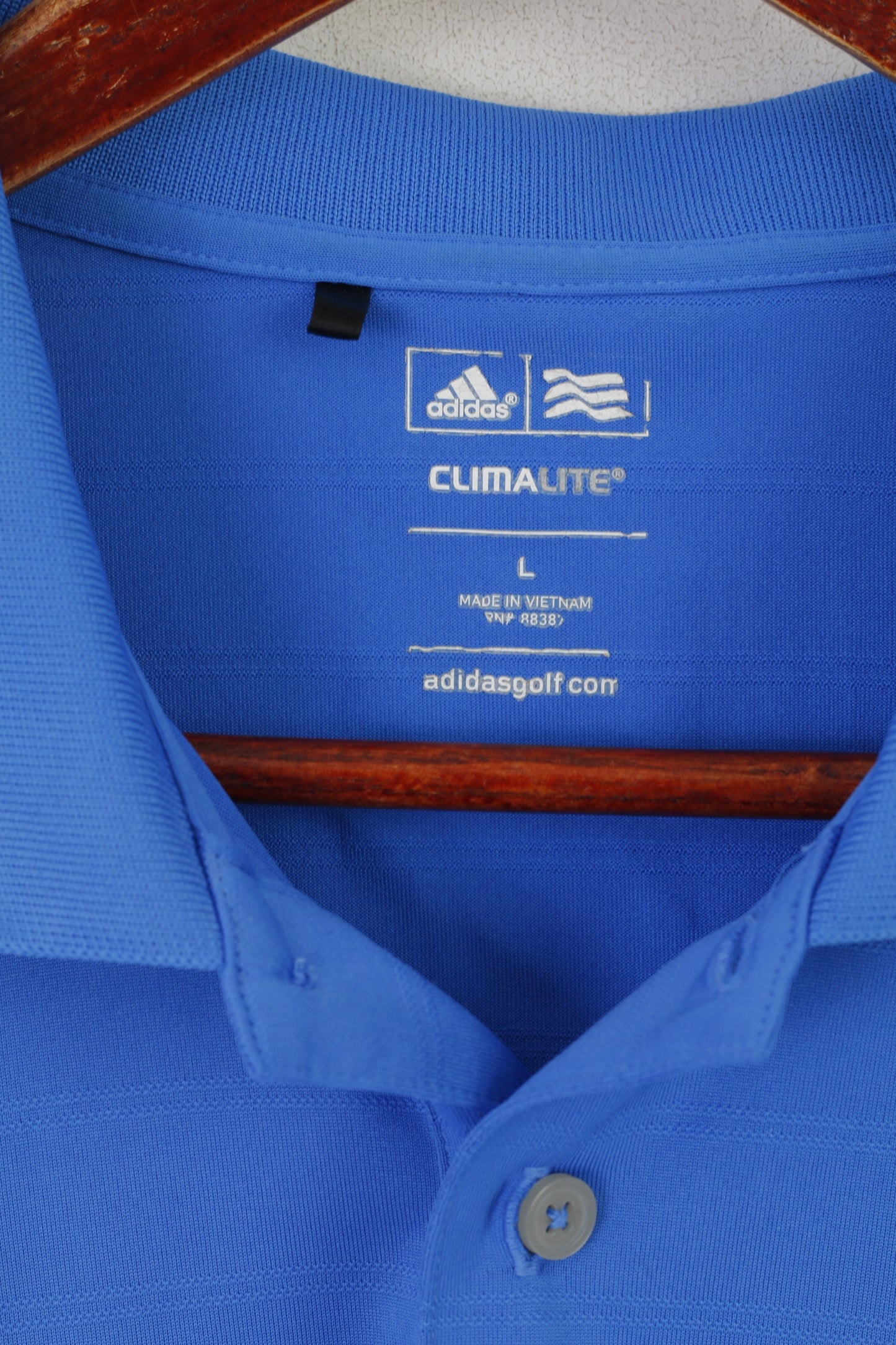 Polo Adidas da uomo L blu Climalite Golf TPC Scottsdale maglia vintage top