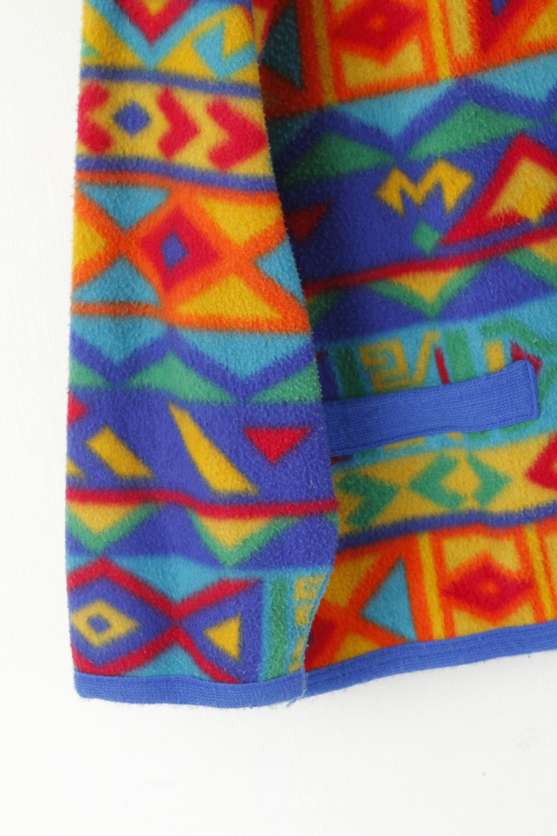 Vintage Women XL Fleece Top Multicoloured Oversize Buttoned Vintage Sweatshirt