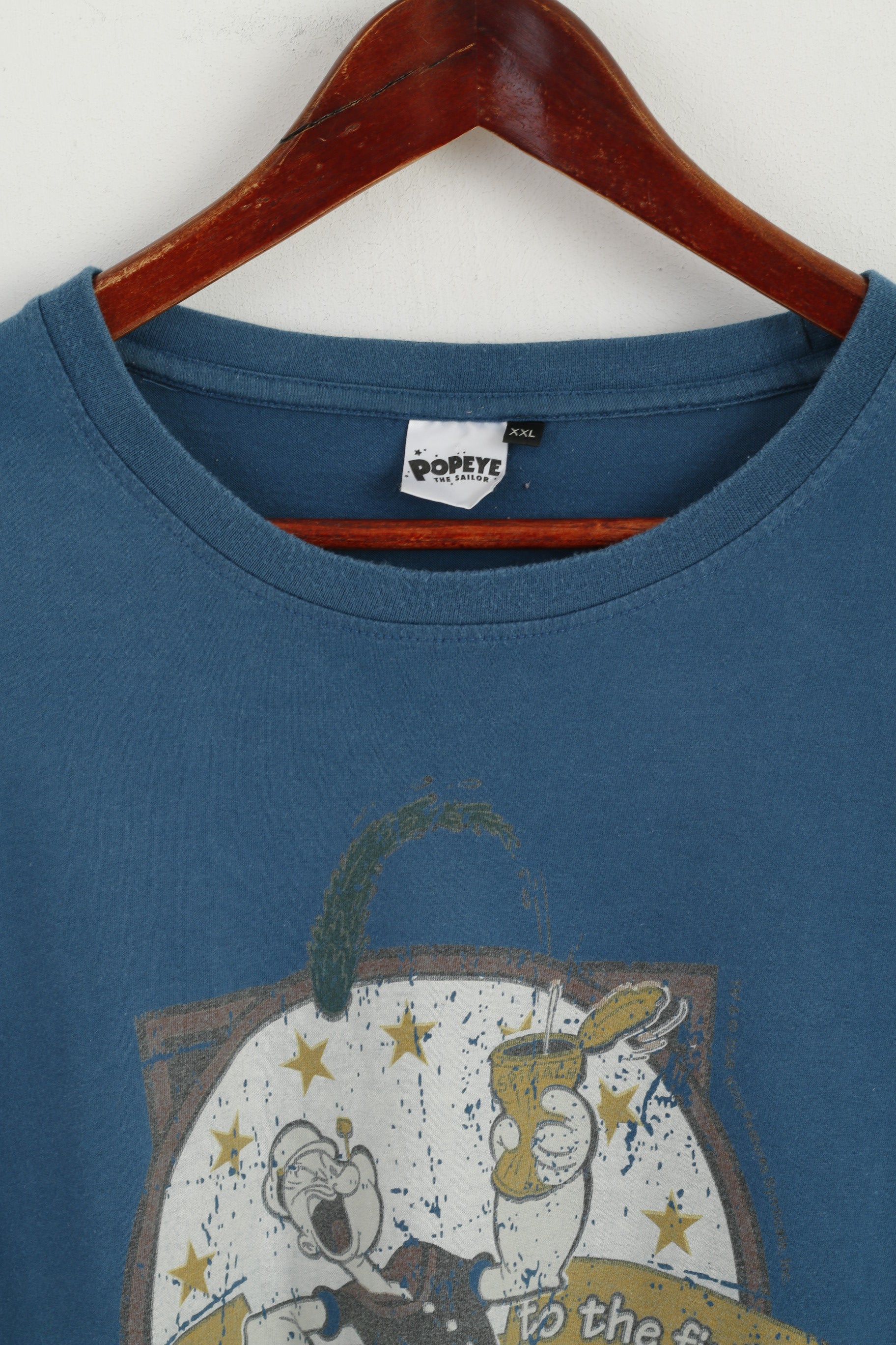 George Men XXL T-Shirt Sea Green Popeye The Sailor Cotton Graphic Crew Neck Top