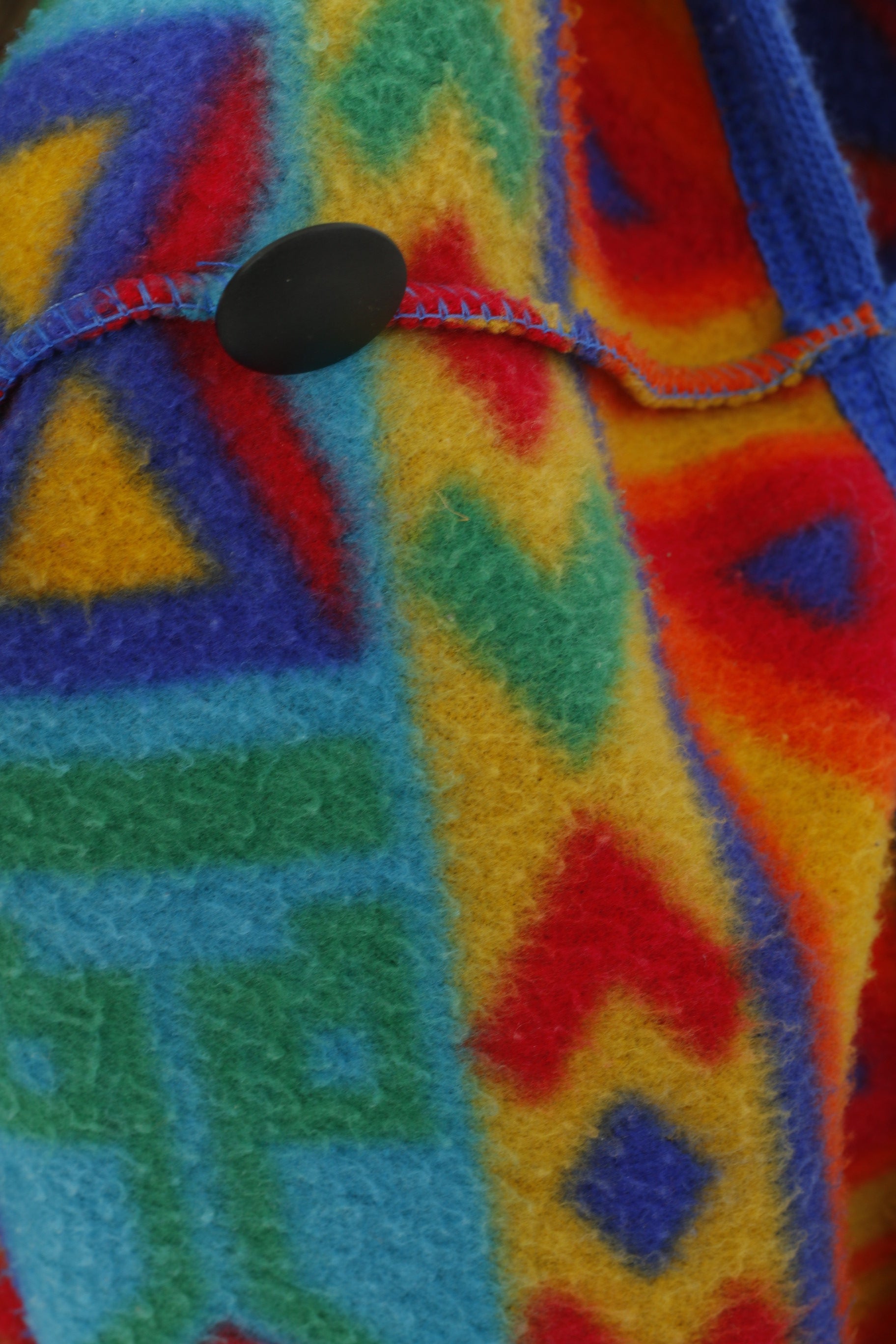 Vintage Women XL Fleece Top Multicoloured Oversize Buttoned Vintage Sweatshirt