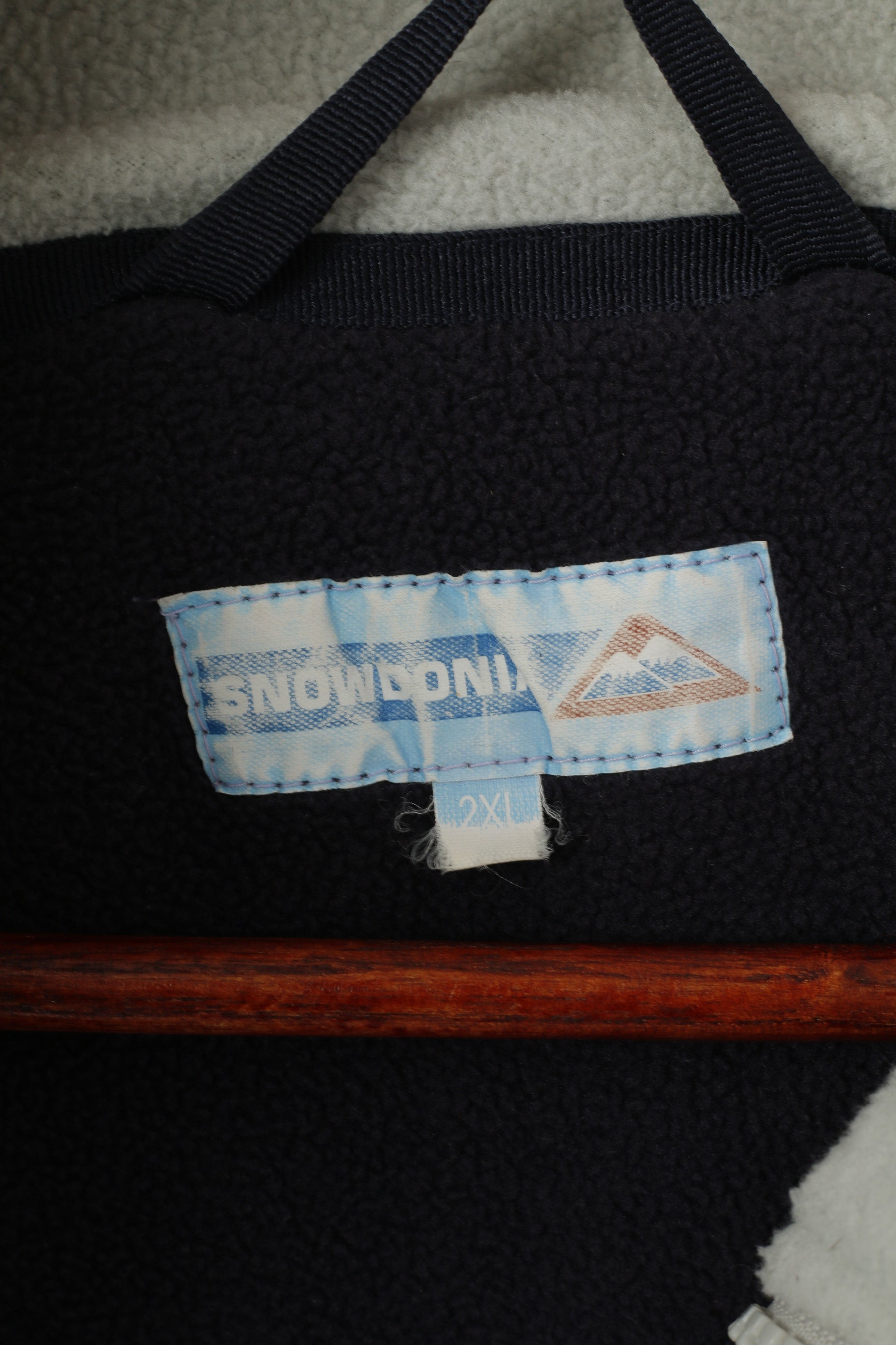 Snowdonia Men 2XL Fleece Top Grey Navy Soft Zip Up Sweatshirt Sportswear Vintage