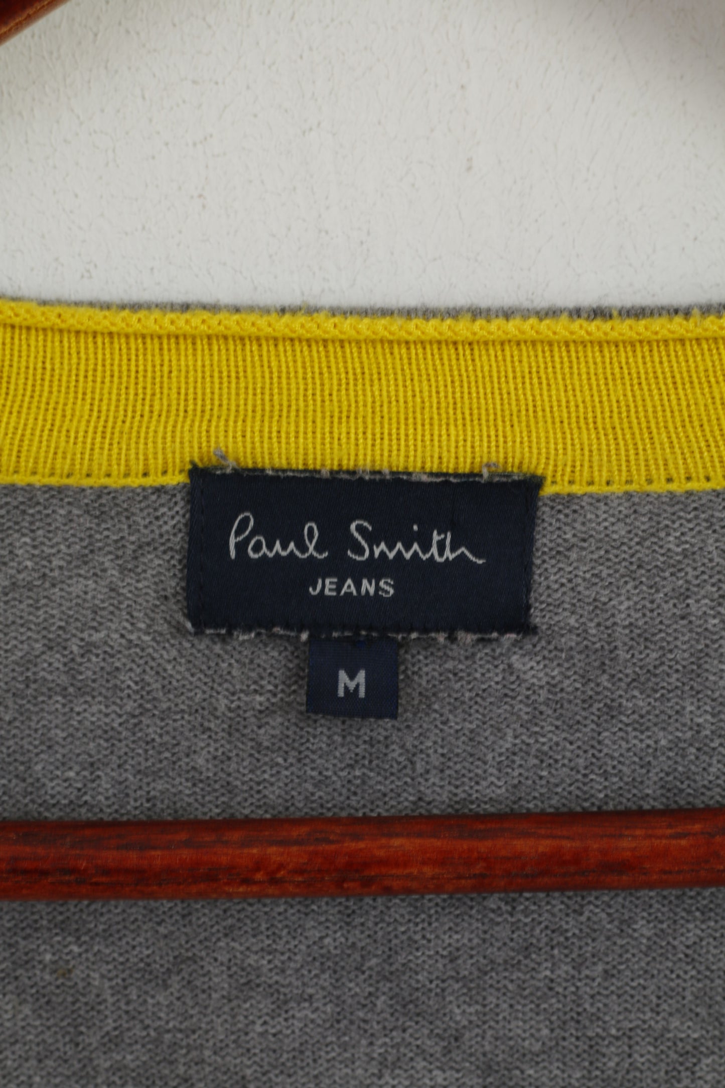 Paul Smith Jeans Men M Jumper Grey Cotton V Neck Classic Sweater