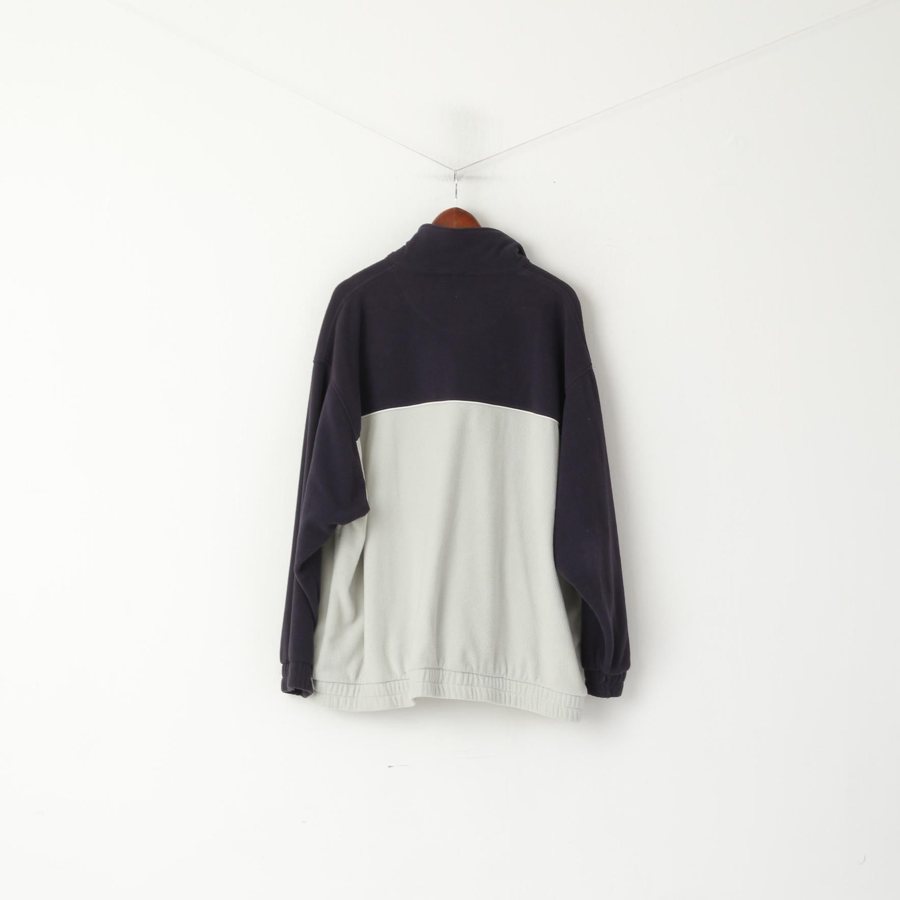 Snowdonia Men 2XL Fleece Top Grey Navy Soft Zip Up Sweatshirt Sportswear Vintage