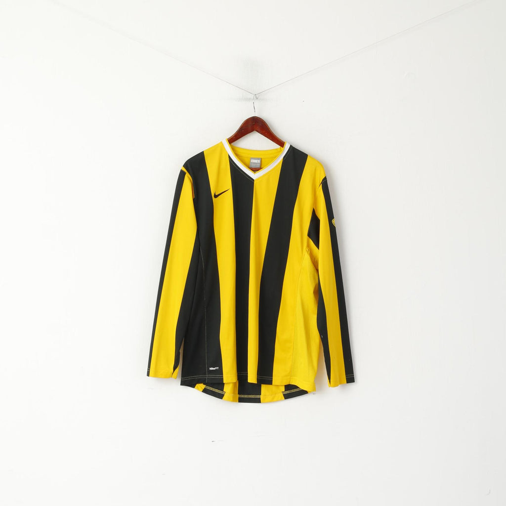 Maglia da calcio per abbigliamento sportivo da allenamento a righe gialle Nike L 183 da uomo